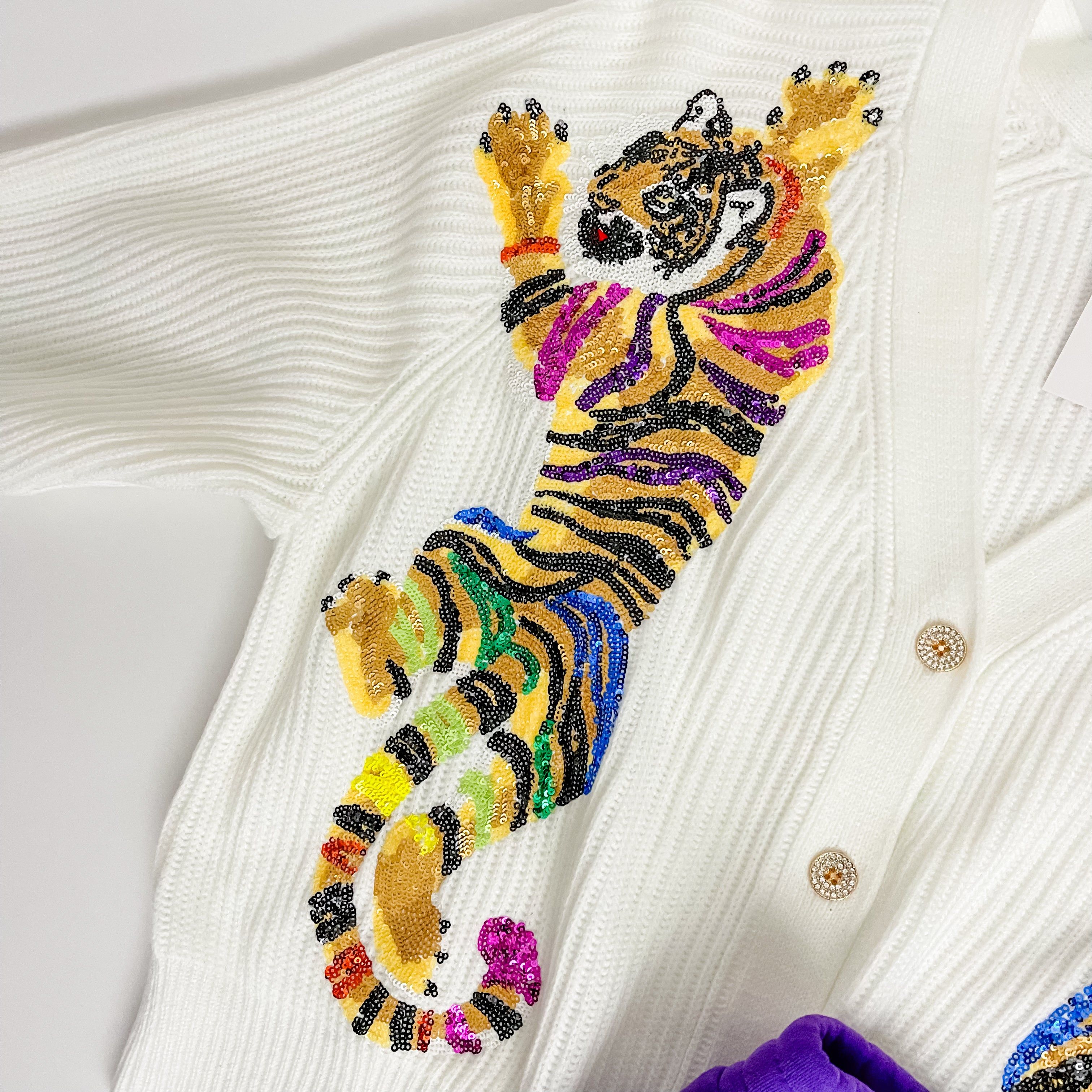 Rainbow Tiger Sequin Cardigan sold by Mimosa product image thumbnail 2