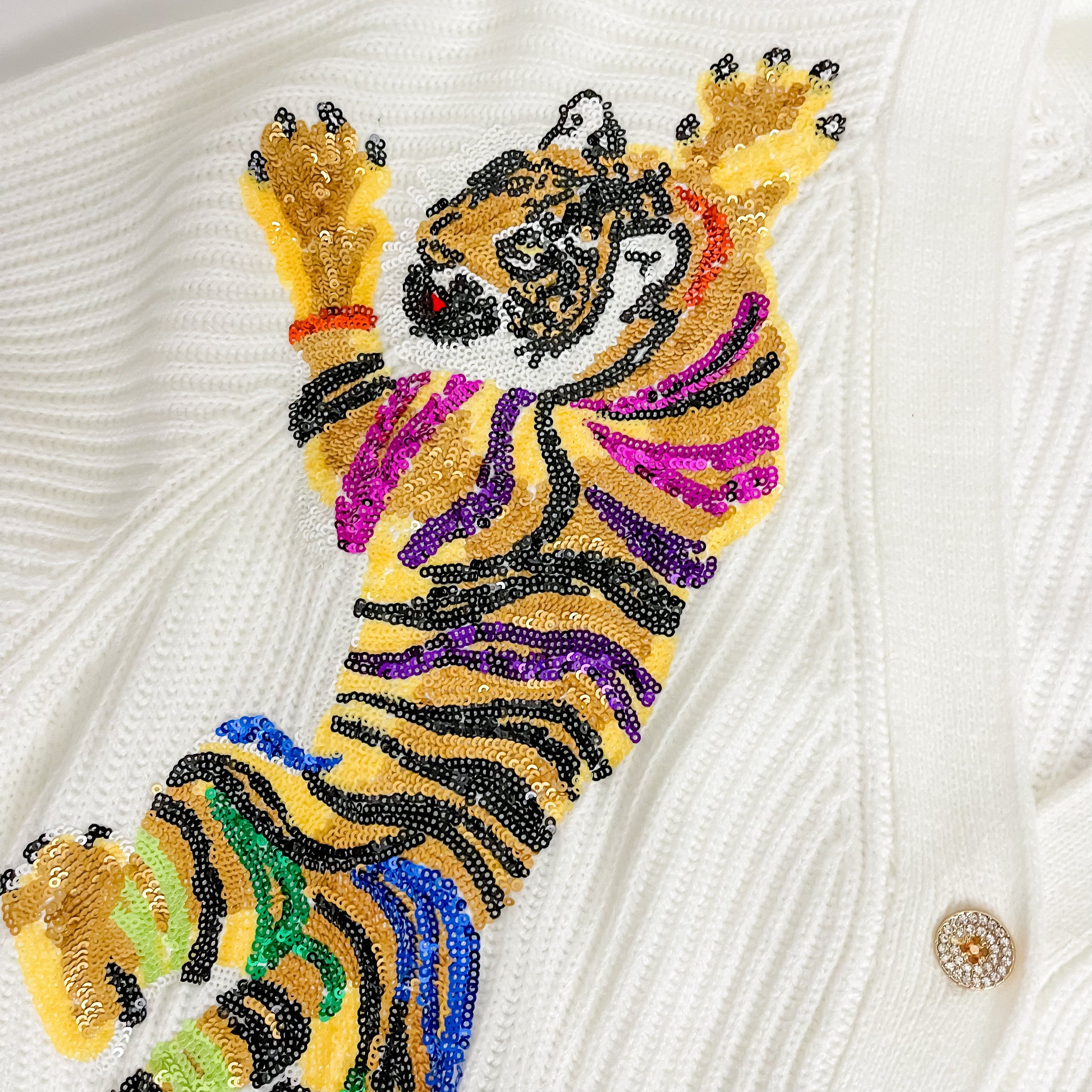 Rainbow Tiger Sequin Cardigan sold by Mimosa product image thumbnail 3