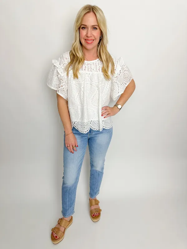 Tucked Eyelet Lace Blouse sold by Mimosa