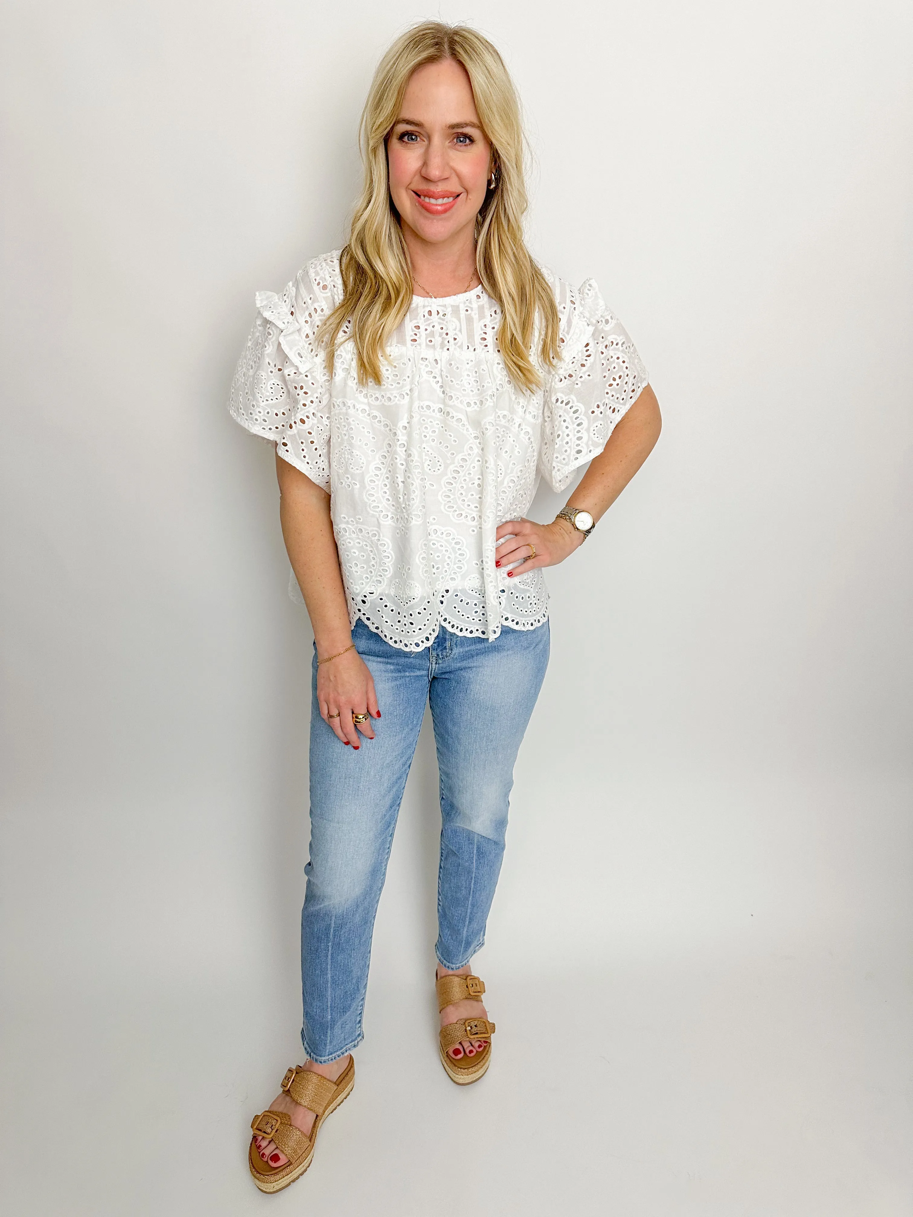 Tucked Eyelet Lace Blouse sold by Mimosa