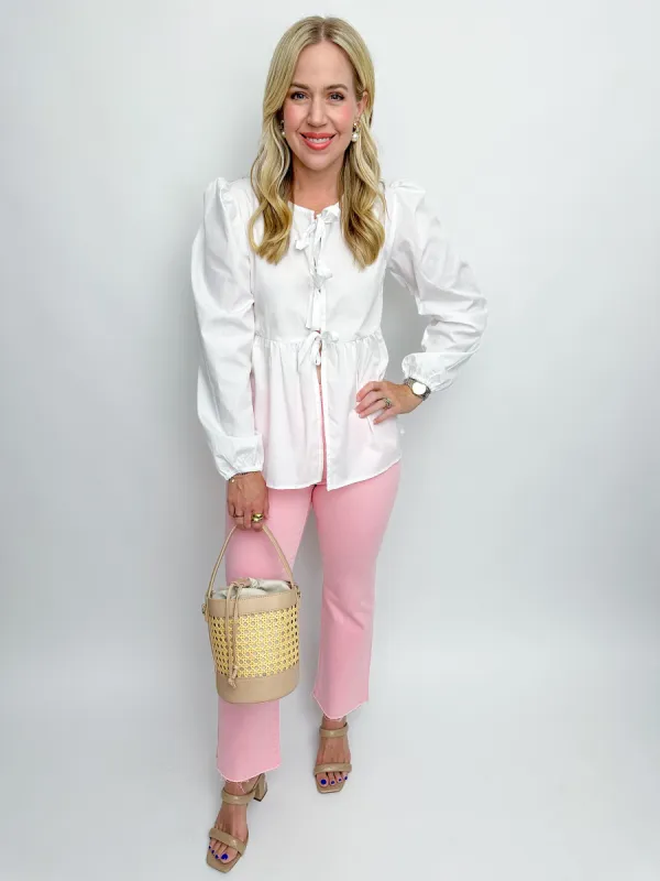 Andi Long Sleeve Tie Front Blouse sold by Mimosa