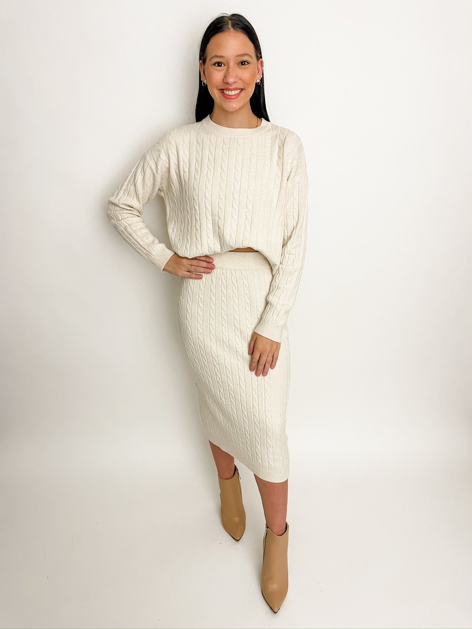 Wimberley Cable Knit Midi Skirt sold by Mimosa