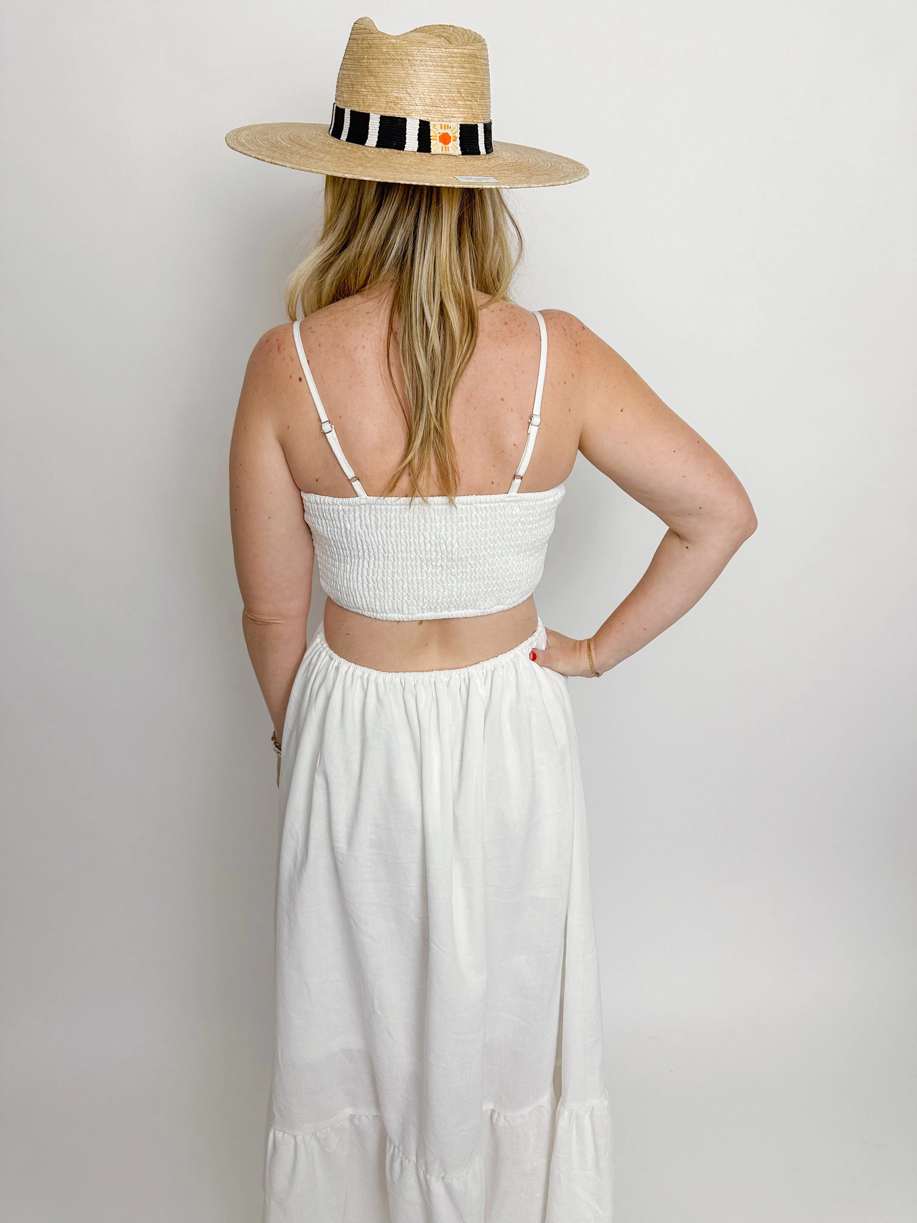 Scalloped Linen Open Back Midi Dress sold by Mimosa product image thumbnail 2
