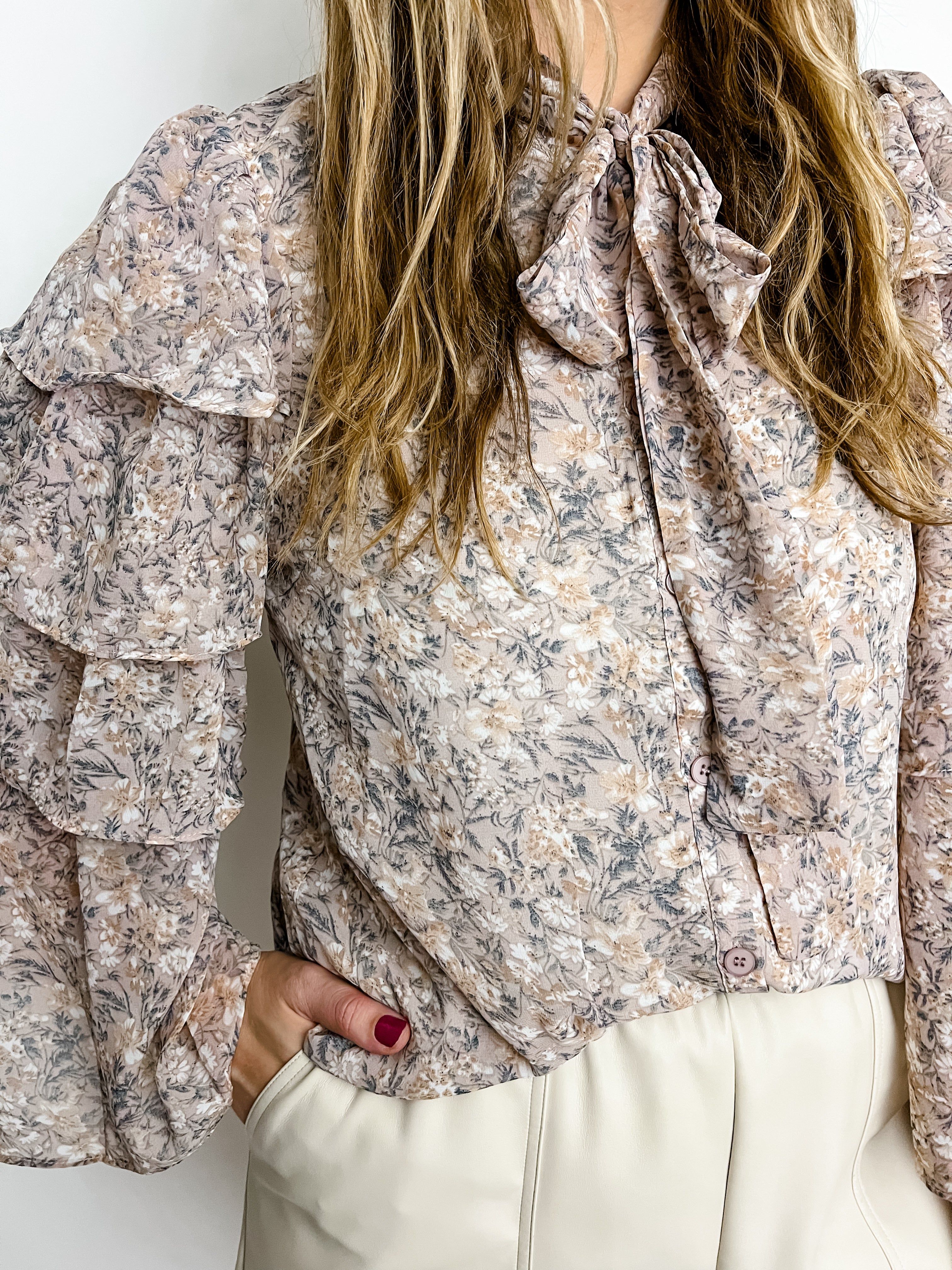 Dani Tie Neck Floral Blouse sold by Mimosa product image thumbnail 4