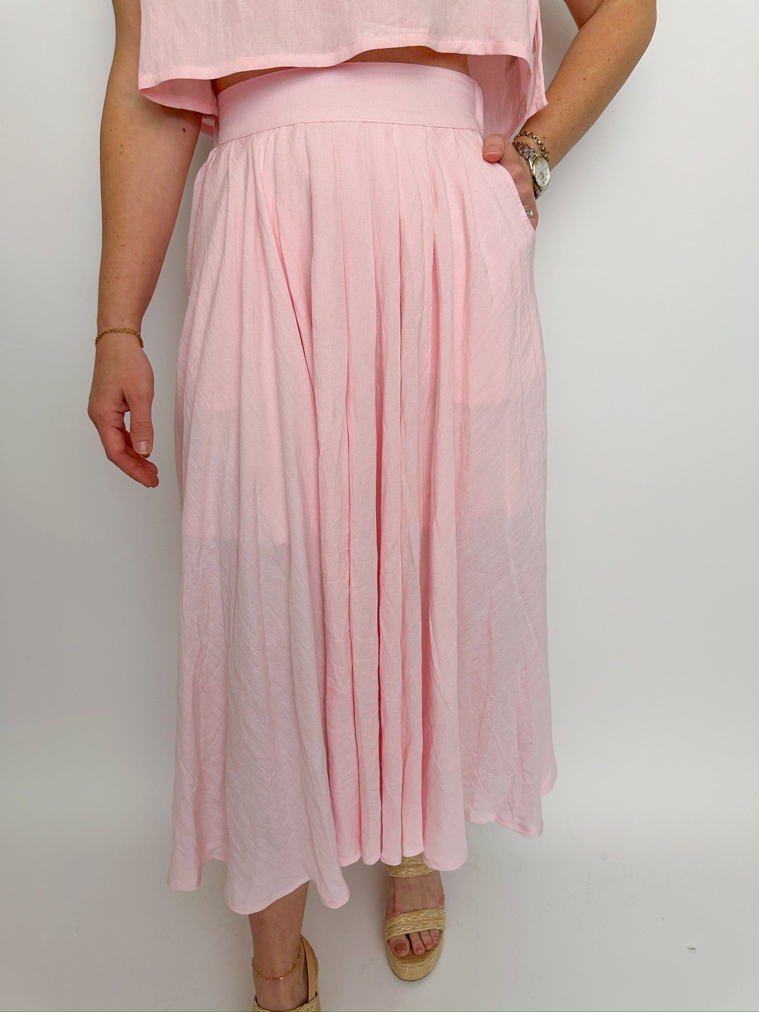 Peachy Keen Pleated Skirt sold by Mimosa