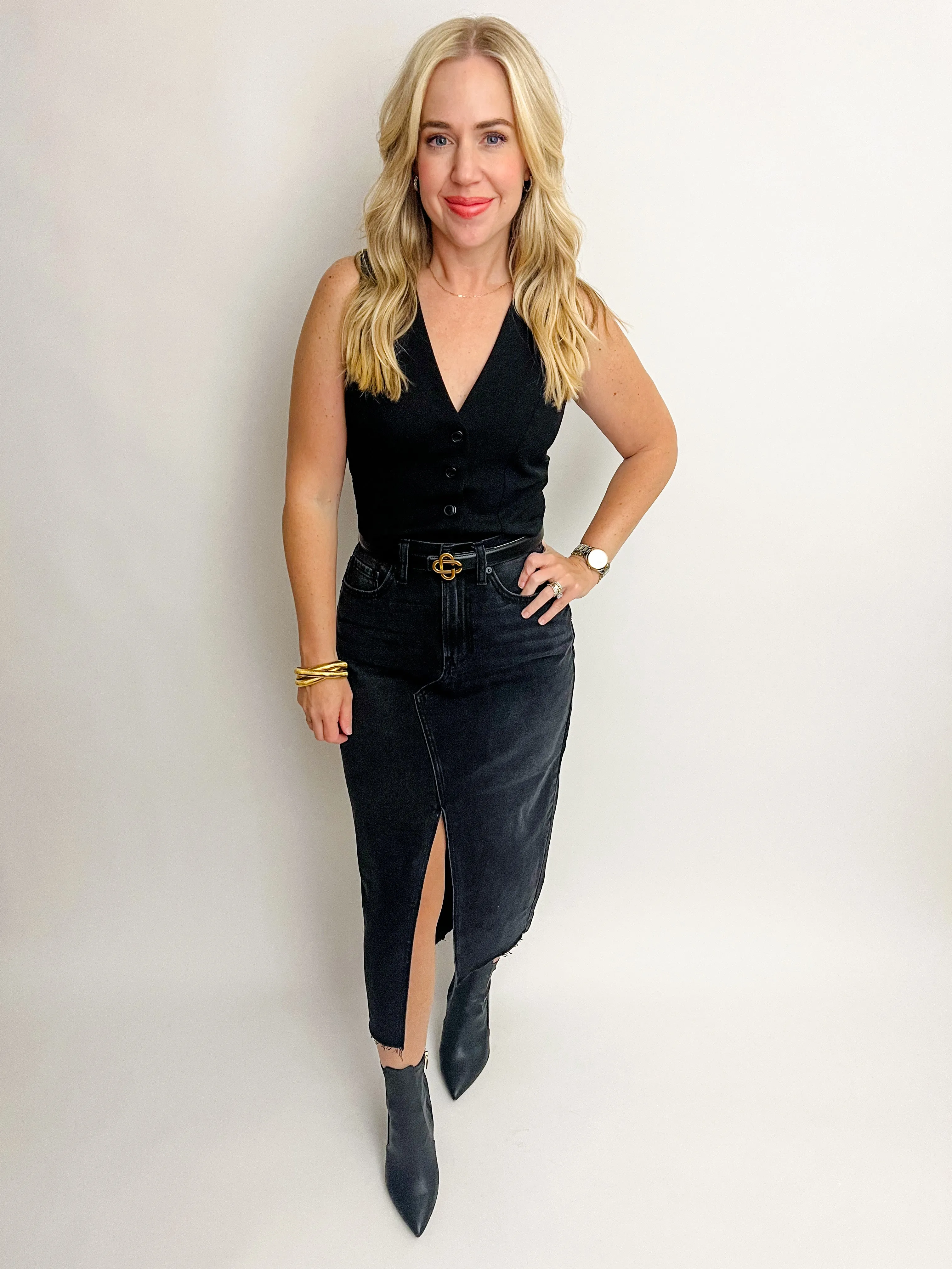 JBD Open Slit Denim Midi Skirt sold by Mimosa product image thumbnail 5