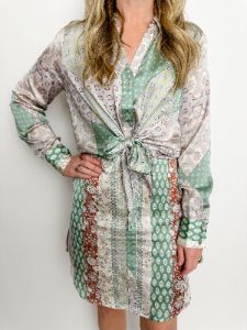Lillie Satin Tie Front Mini Dress sold by Mimosa