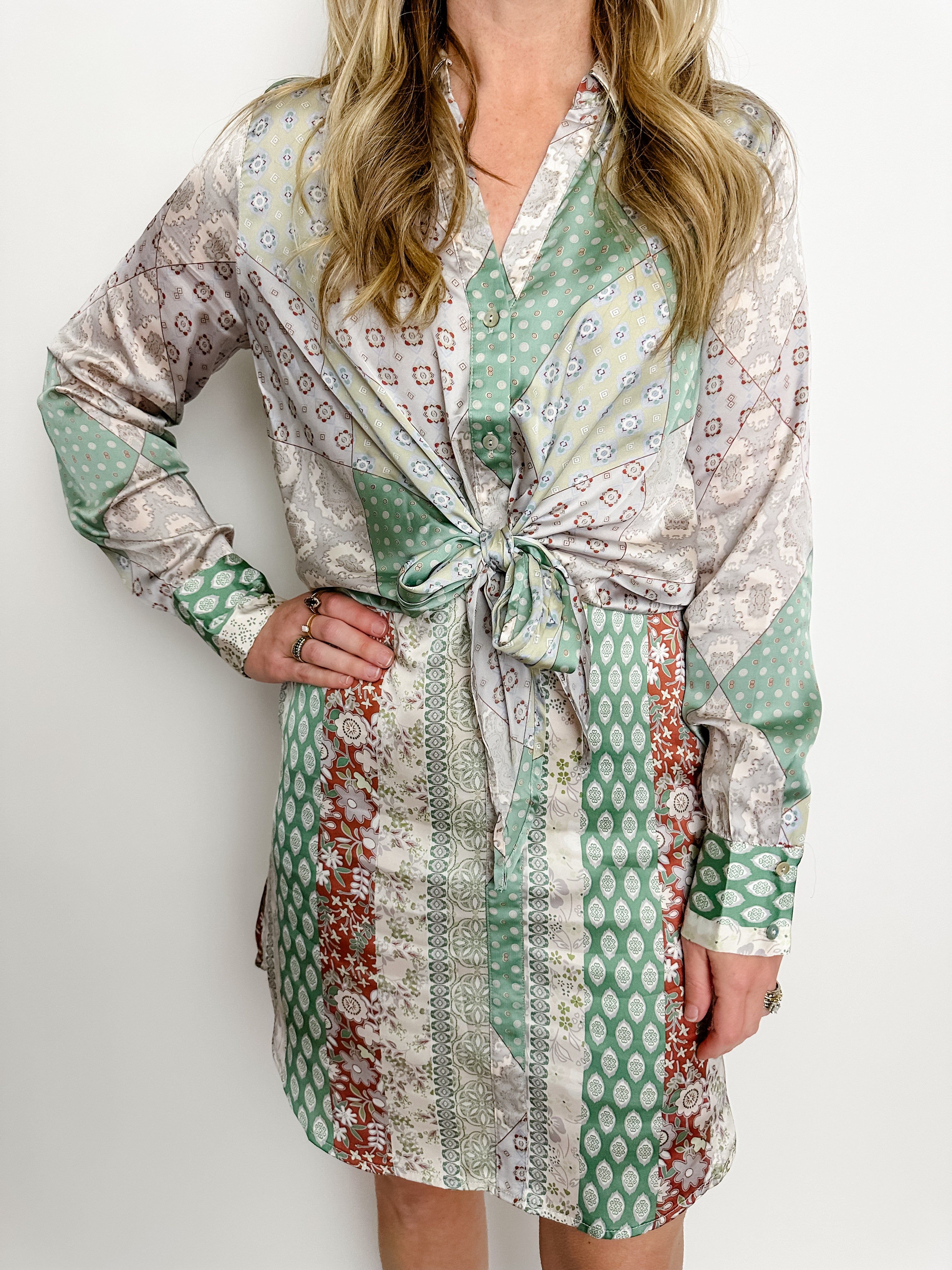 Lillie Satin Tie Front Mini Dress sold by Mimosa product image thumbnail 2