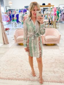 Lillie Satin Tie Front Mini Dress sold by Mimosa