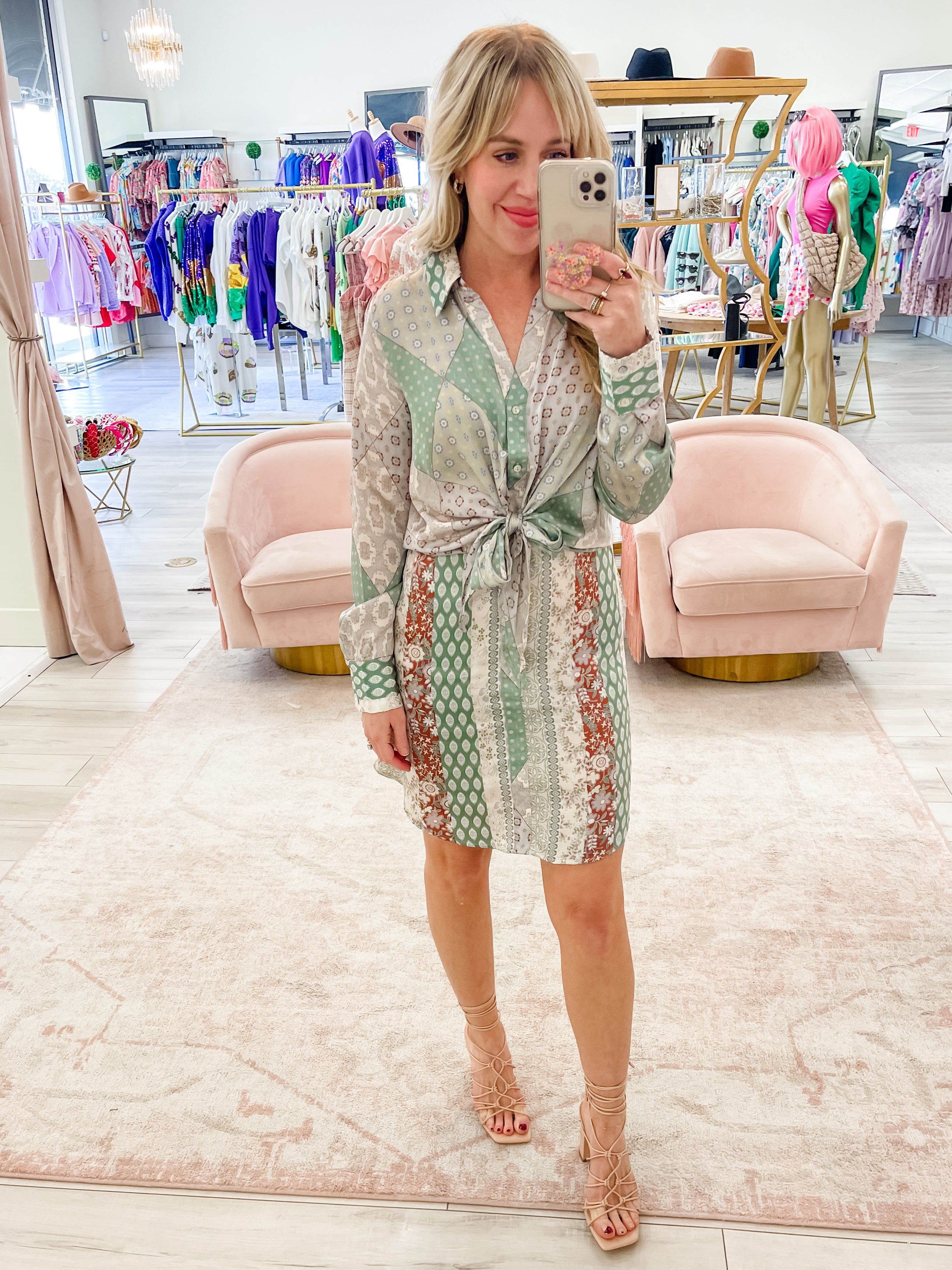 Lillie Satin Tie Front Mini Dress sold by Mimosa product image thumbnail 3