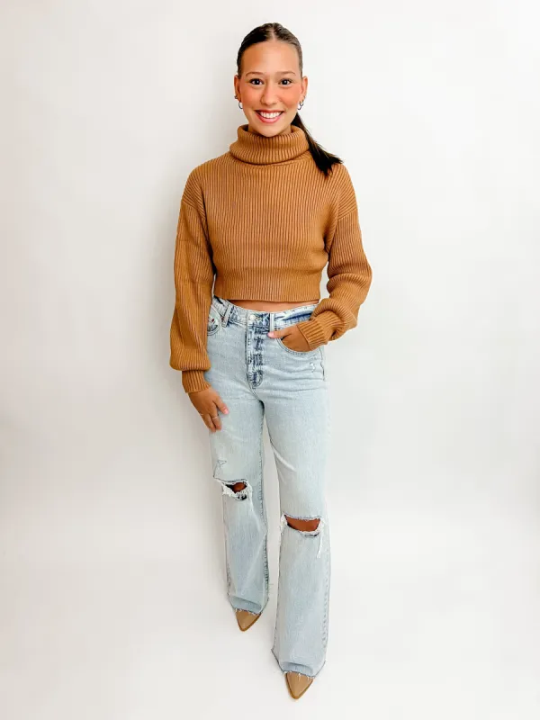 Cocoa Cropped Turtleneck Sweater sold by Mimosa