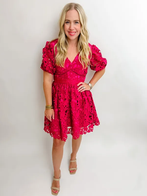 Mariana Lace Puff Sleeve Dress sold by Mimosa