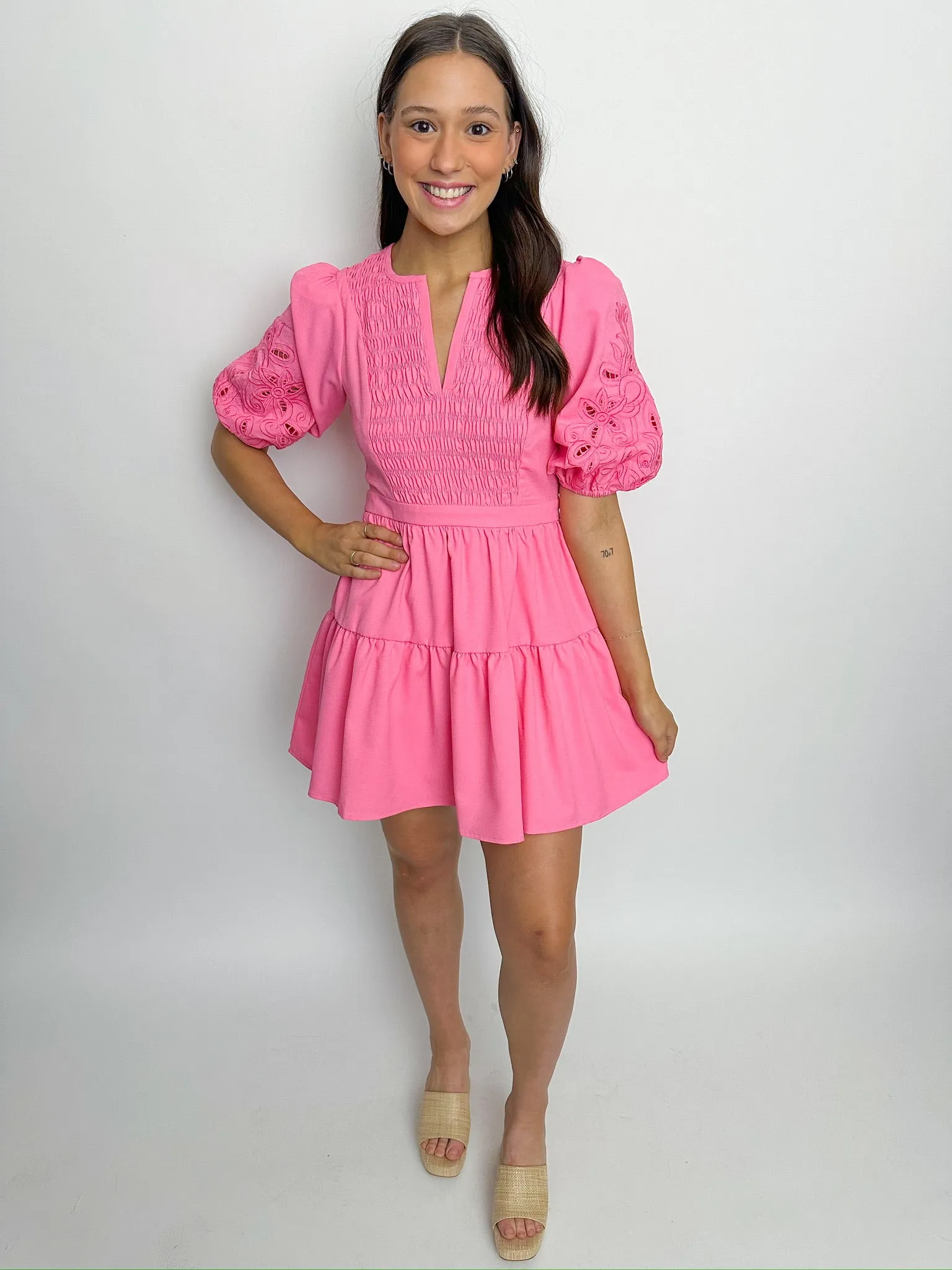 Marlaina Puff Sleeve Mini Dress sold by Mimosa