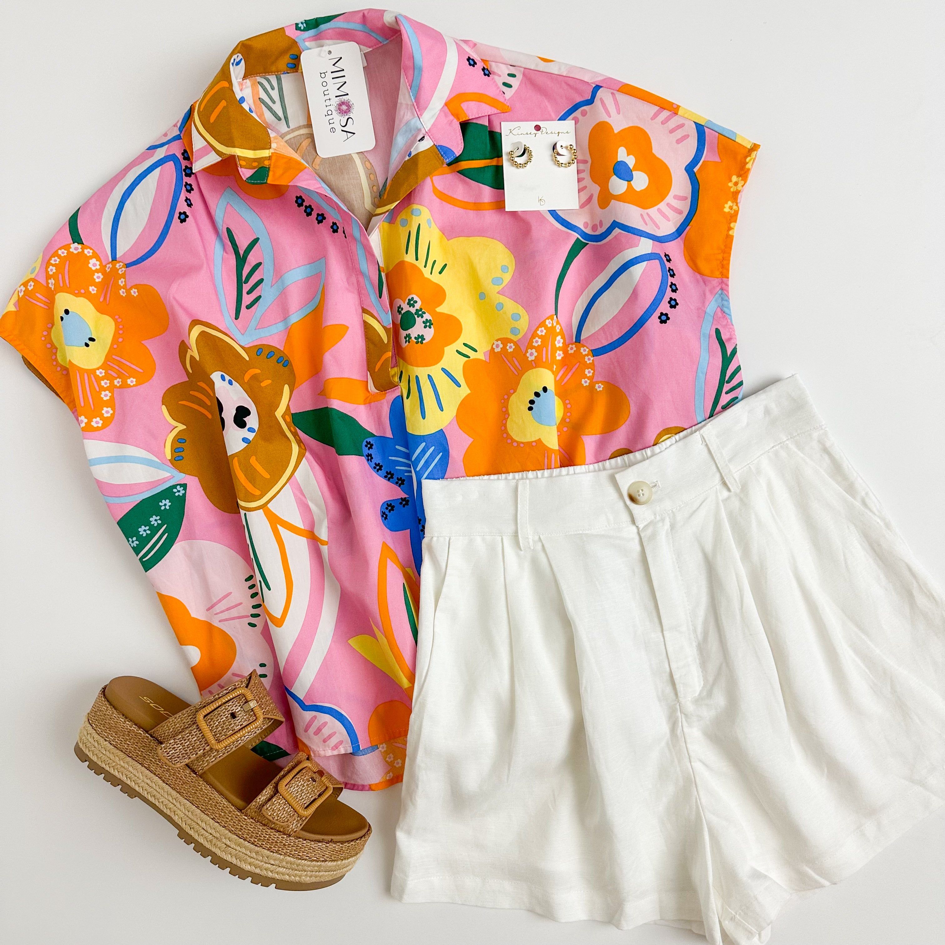 Cleo Floral Poplin Top sold by Mimosa