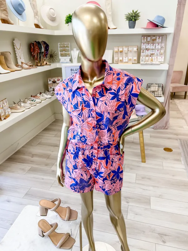 Floral Poplin Utility Romper sold by Mimosa