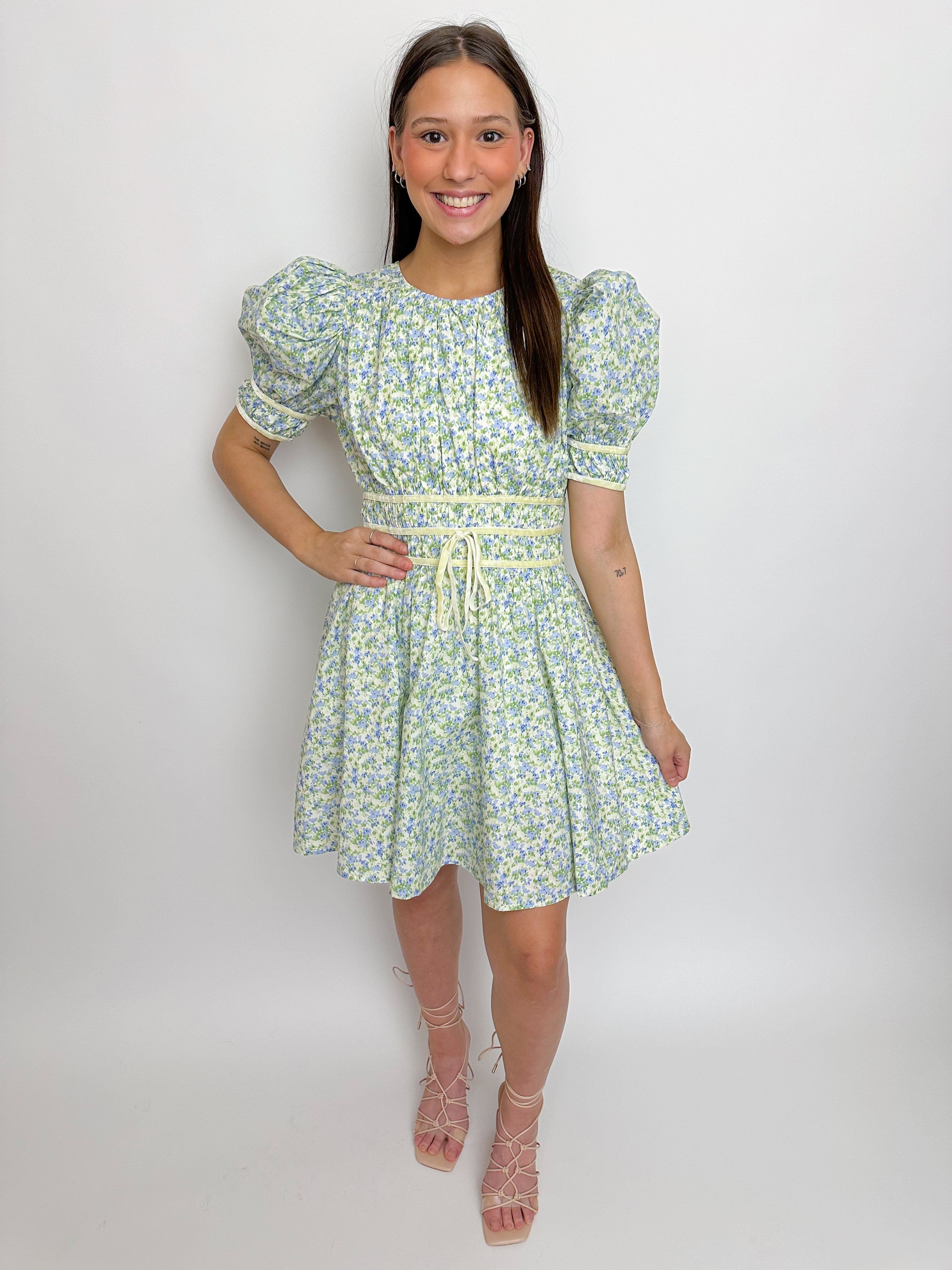 Desiree Velvet Trim Floral Mini Dress sold by Mimosa product image thumbnail 2