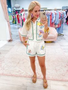 Emmie Embroidered Crop Button Up sold by Mimosa