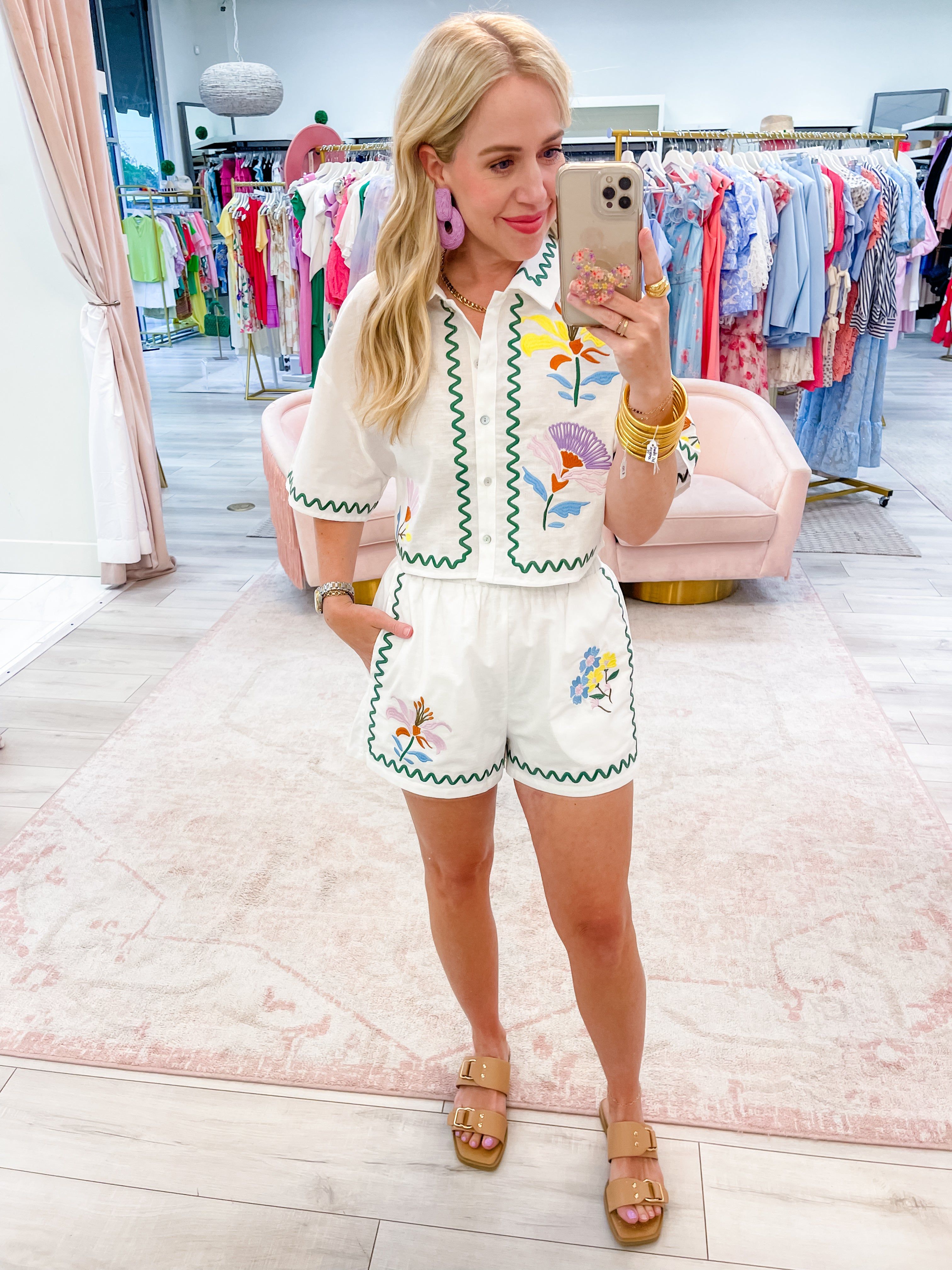 Emmie Embroidered Crop Button Up sold by Mimosa product image thumbnail 4