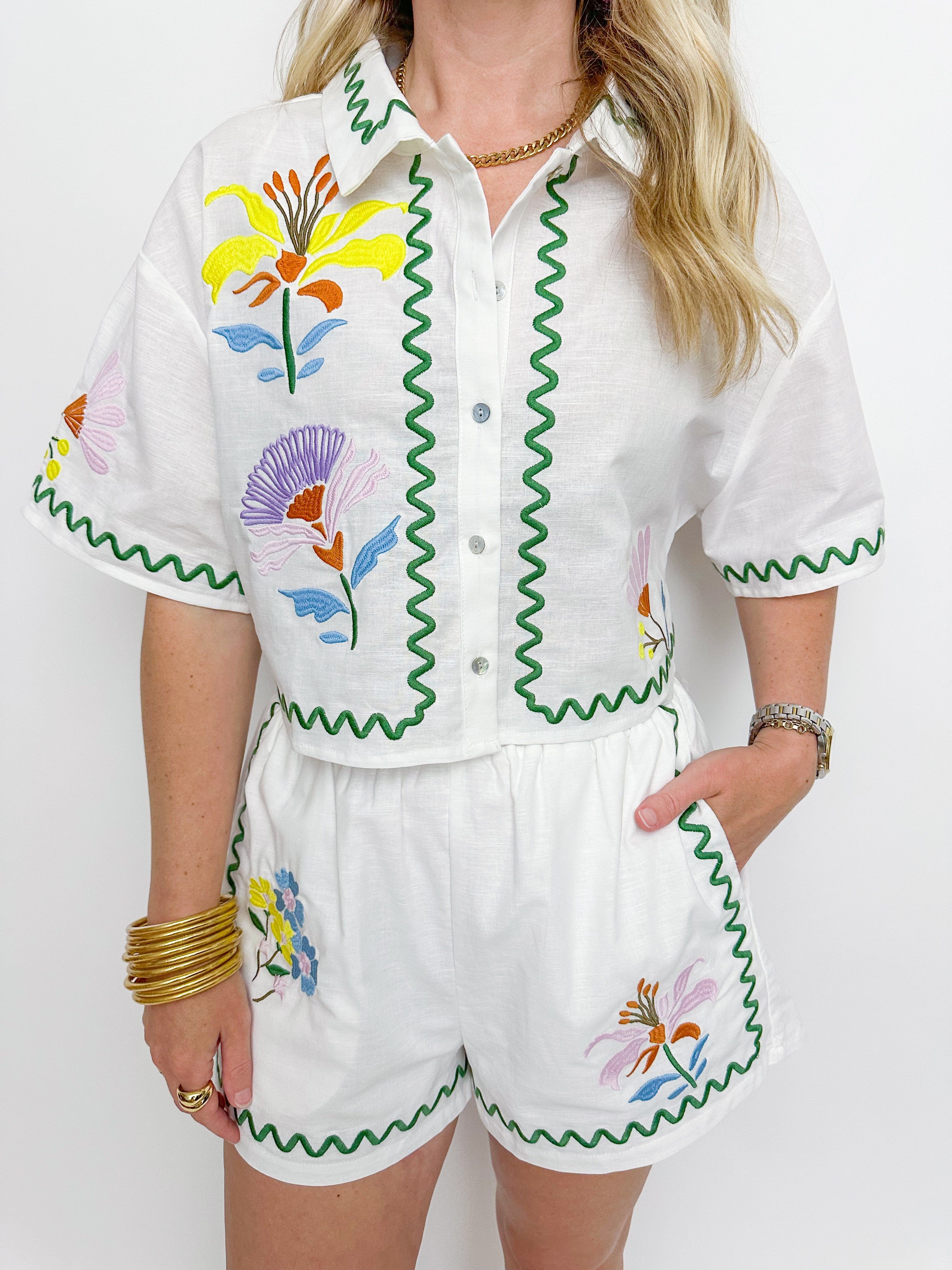 Emmie Embroidered Crop Button Up sold by Mimosa product image thumbnail 2
