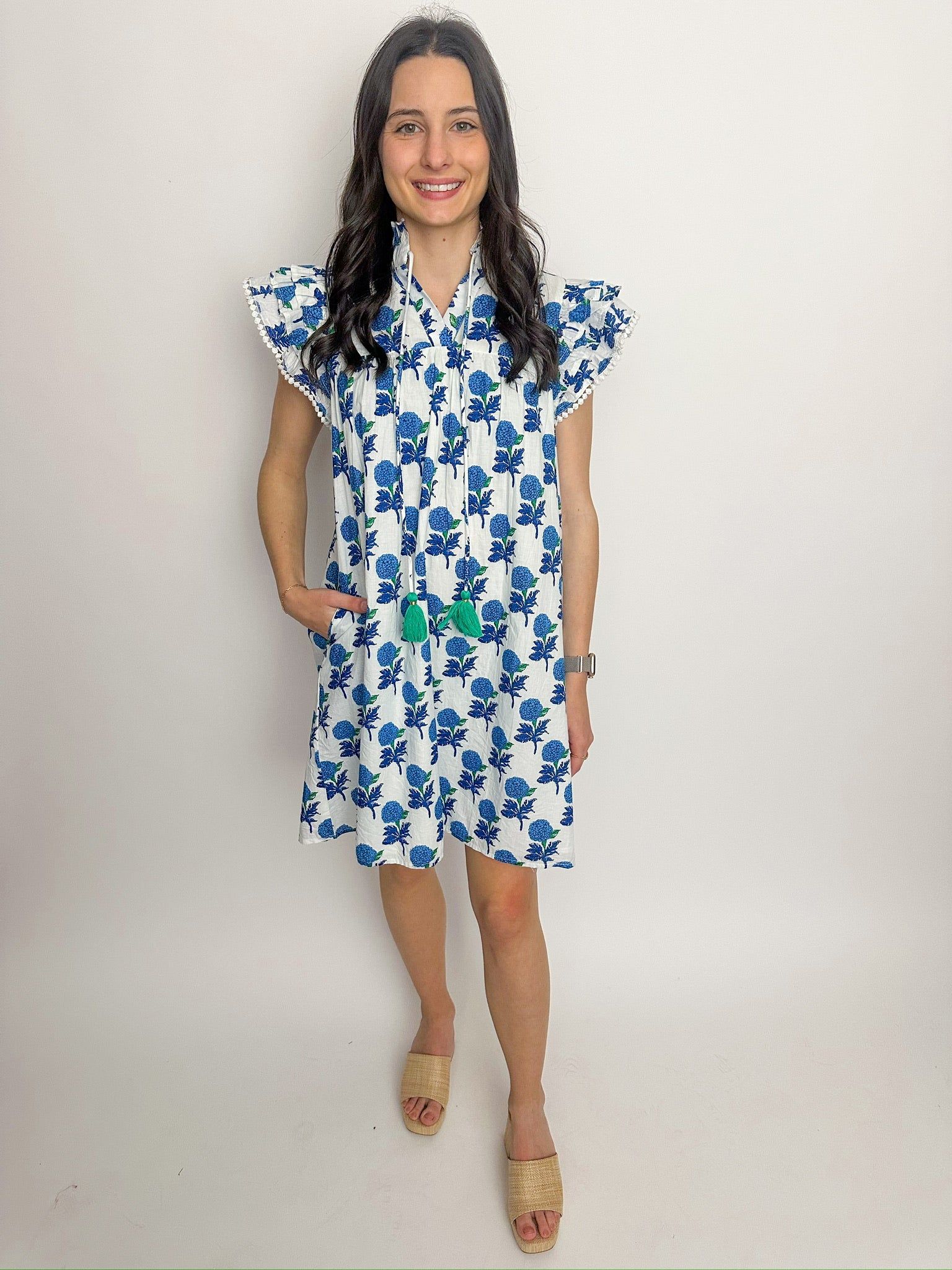 Hydrangea Dreams Flutter Sleeve Dress sold by Mimosa