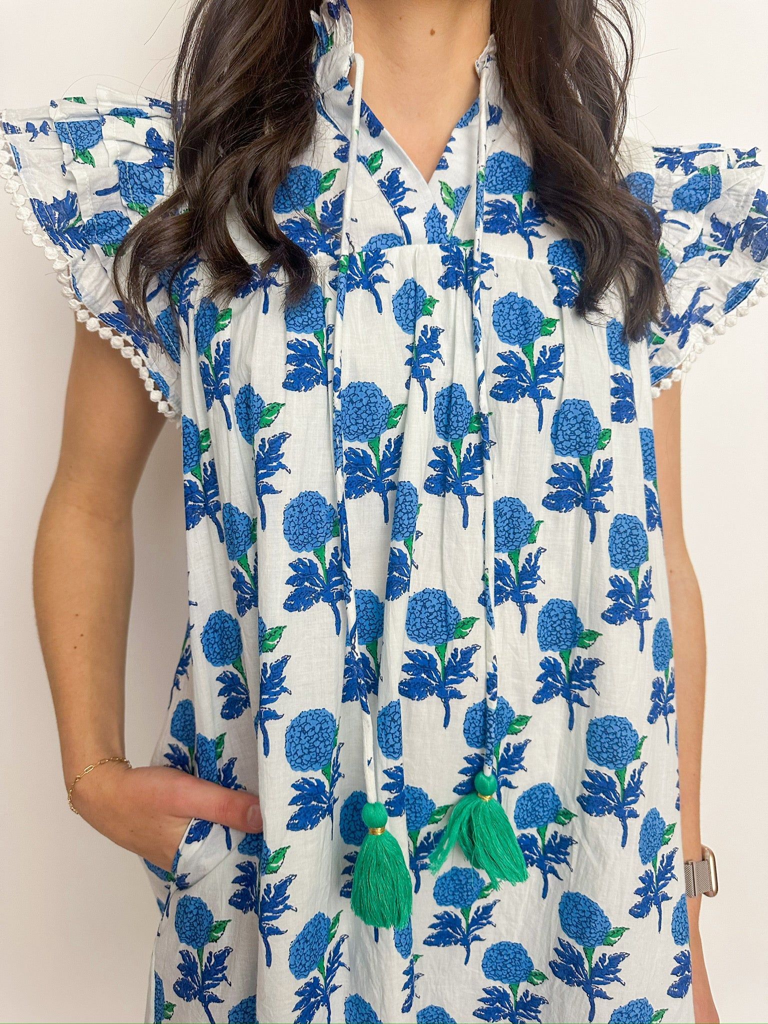 Hydrangea Dreams Flutter Sleeve Dress sold by Mimosa product image thumbnail 2
