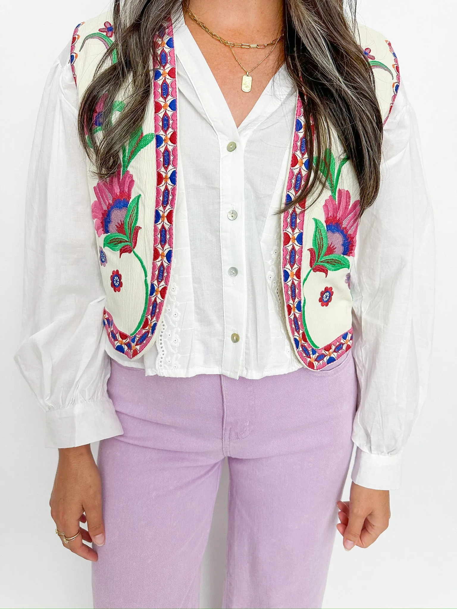 Nora Embroidered Button Front Blouse sold by Mimosa product image thumbnail 2