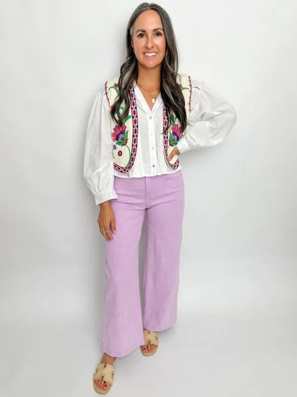Nora Embroidered Button Front Blouse sold by Mimosa