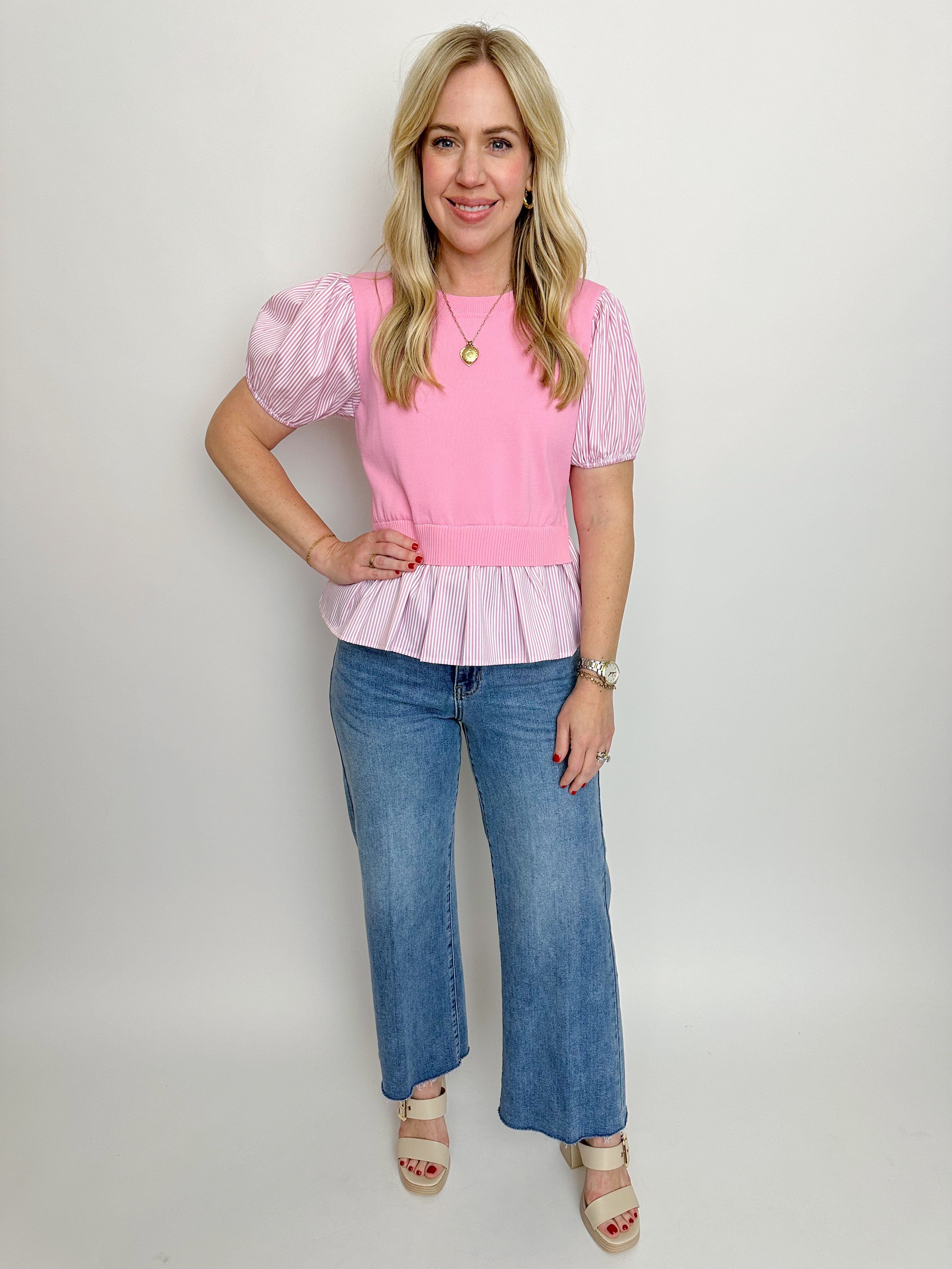 Harbor Stripe Mixed Blouse sold by Mimosa product image thumbnail 3
