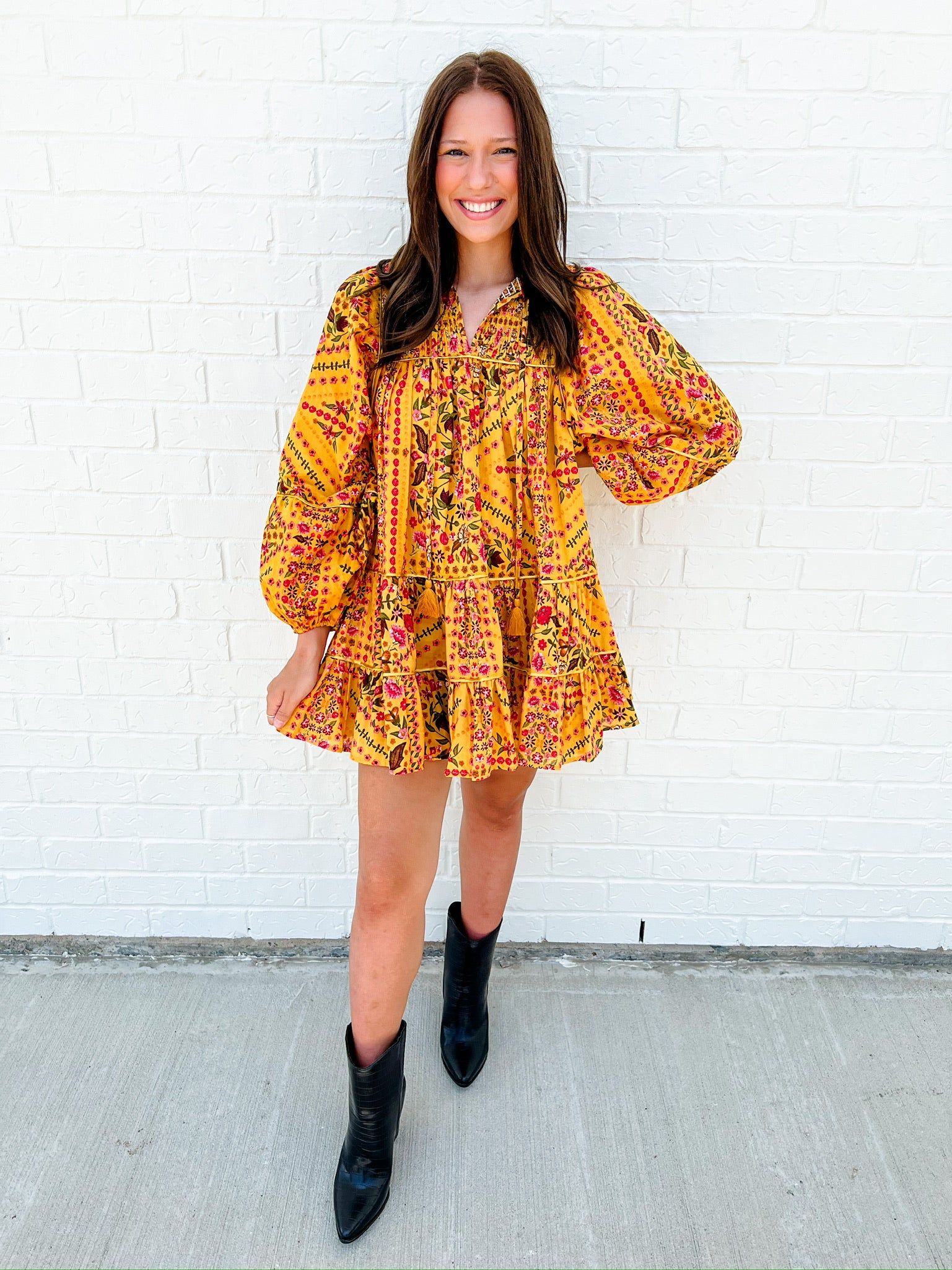 Marin Floral LS Mini Dress sold by Mimosa