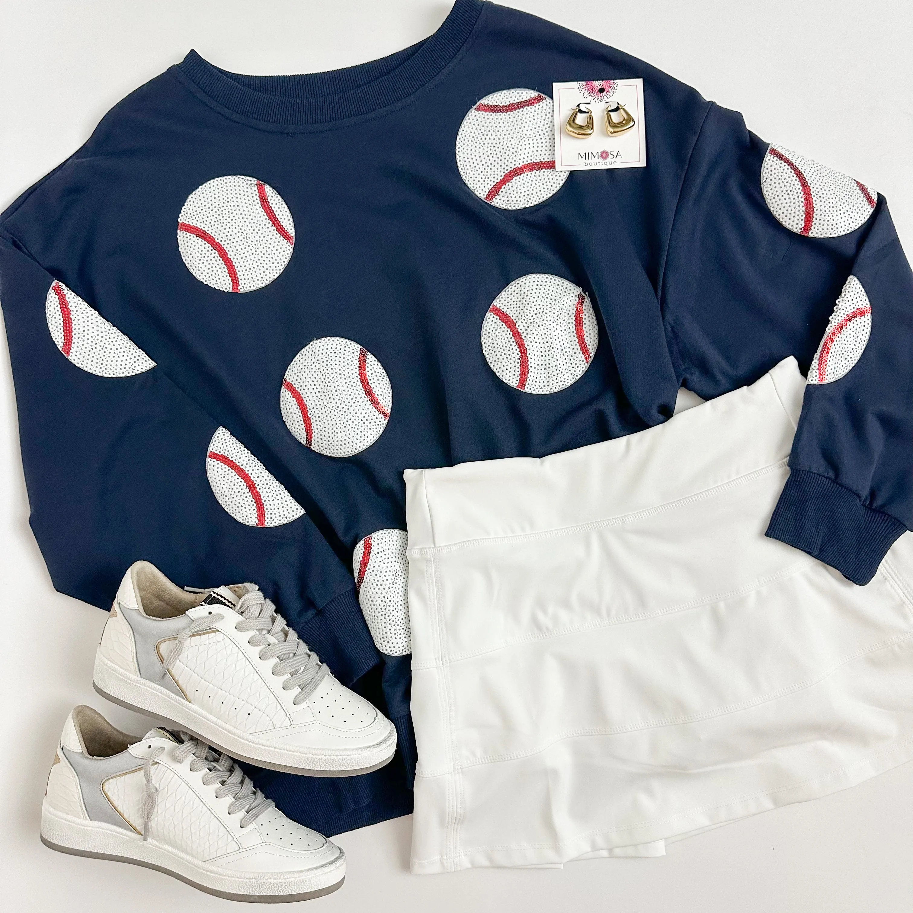 Sequin Baseball Patch Pullover sold by Mimosa product image thumbnail 2