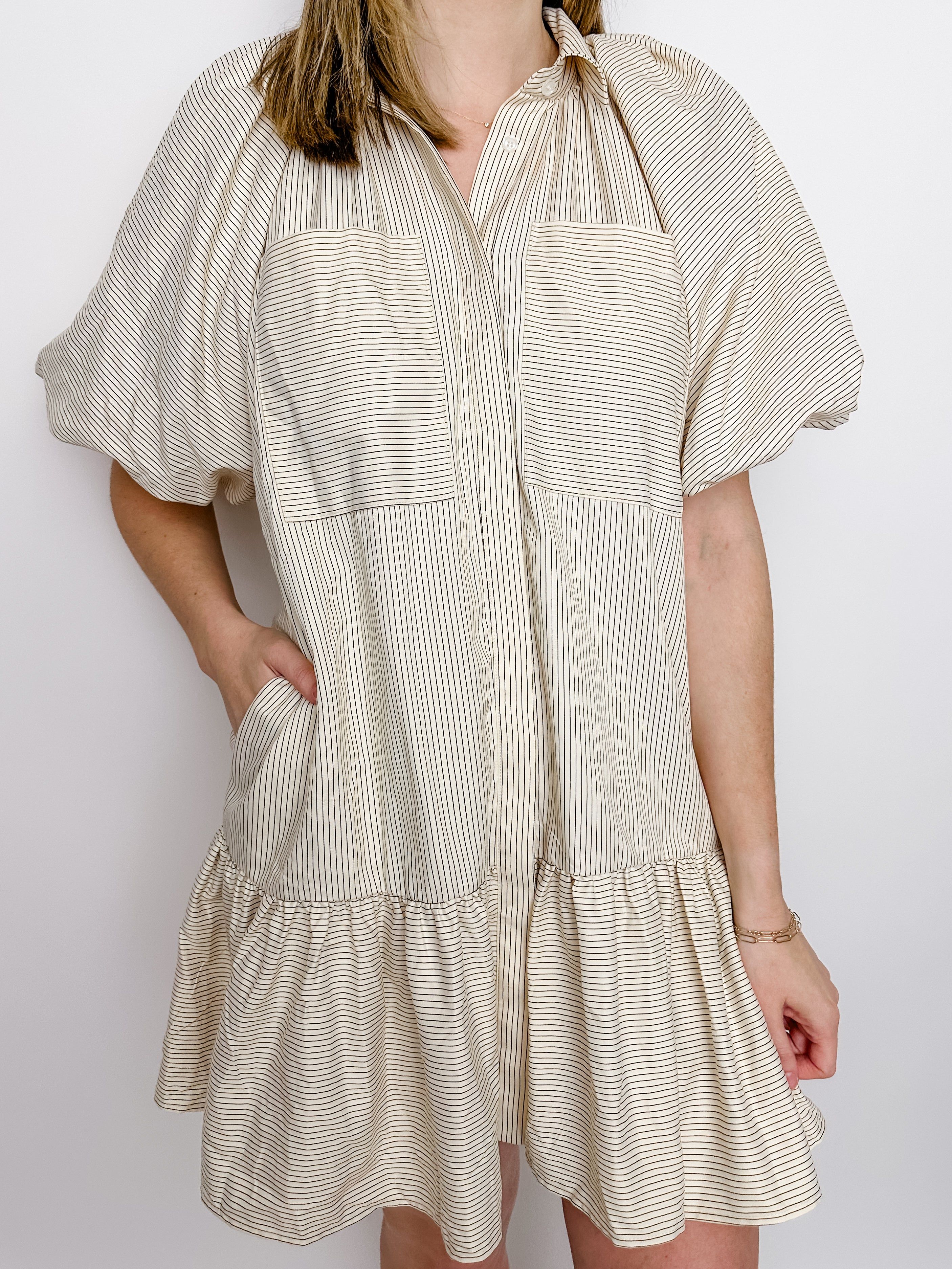Kate Stripe Ruffle Bottom Dress sold by Mimosa product image thumbnail 4