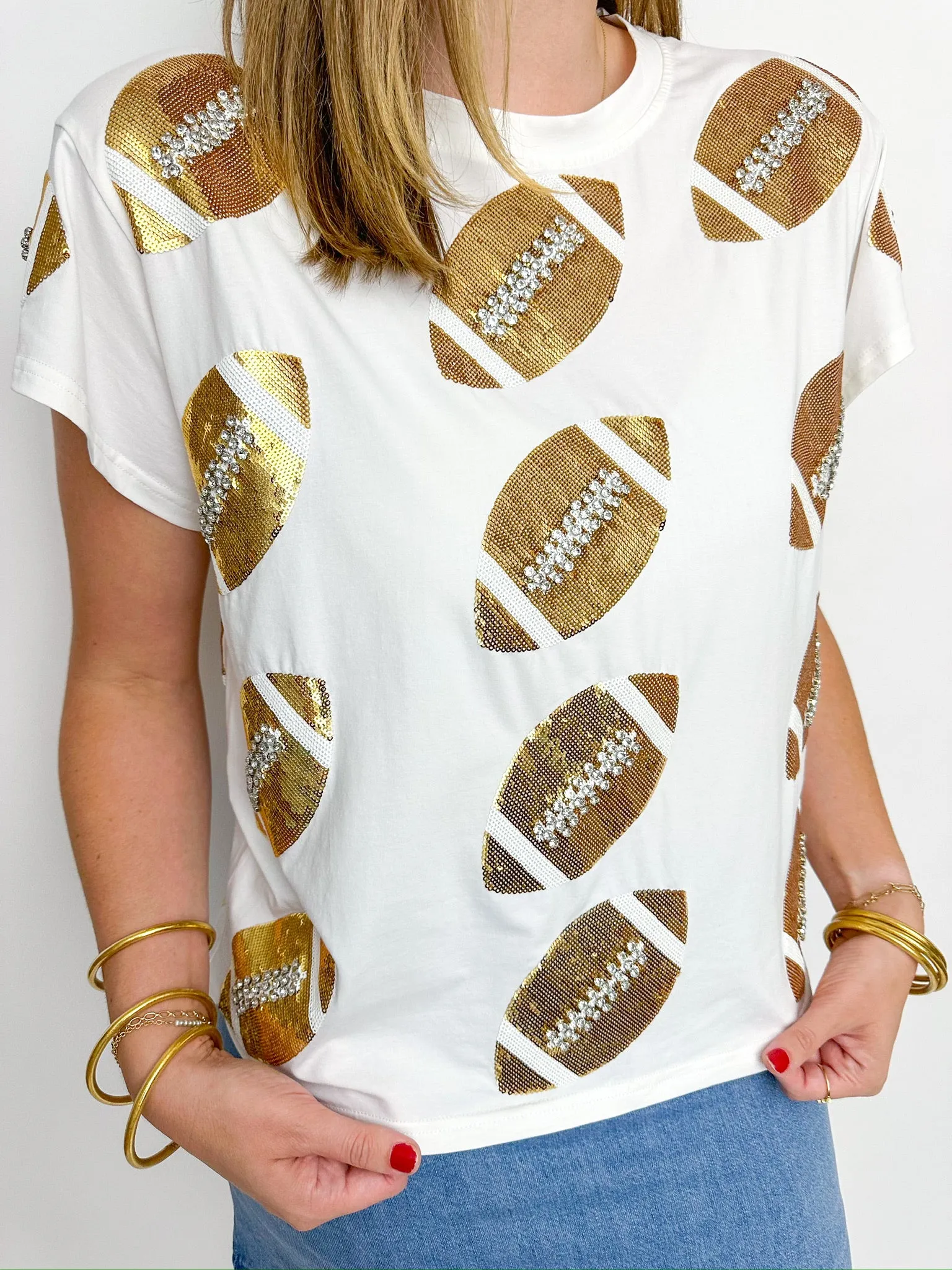Rhinestone Lace Football Tee sold by Mimosa product image thumbnail 3
