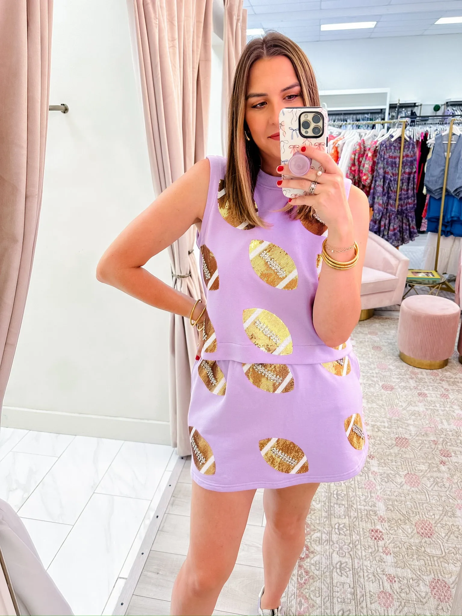 Scattered Sequin & Rhinestone Football Skort sold by Mimosa product image thumbnail 5