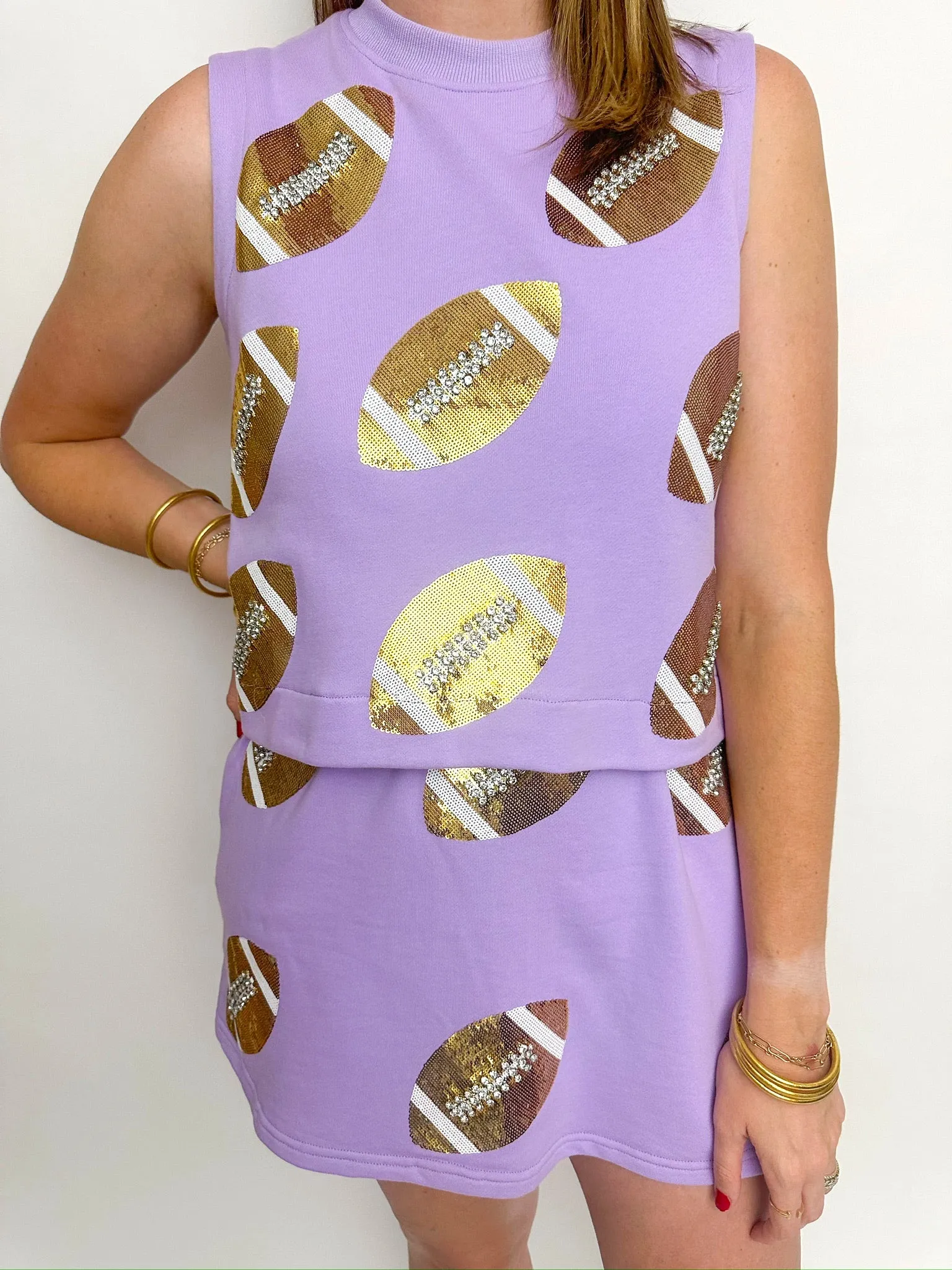 Scattered Sequin & Rhinestone Football Skort sold by Mimosa product image thumbnail 4