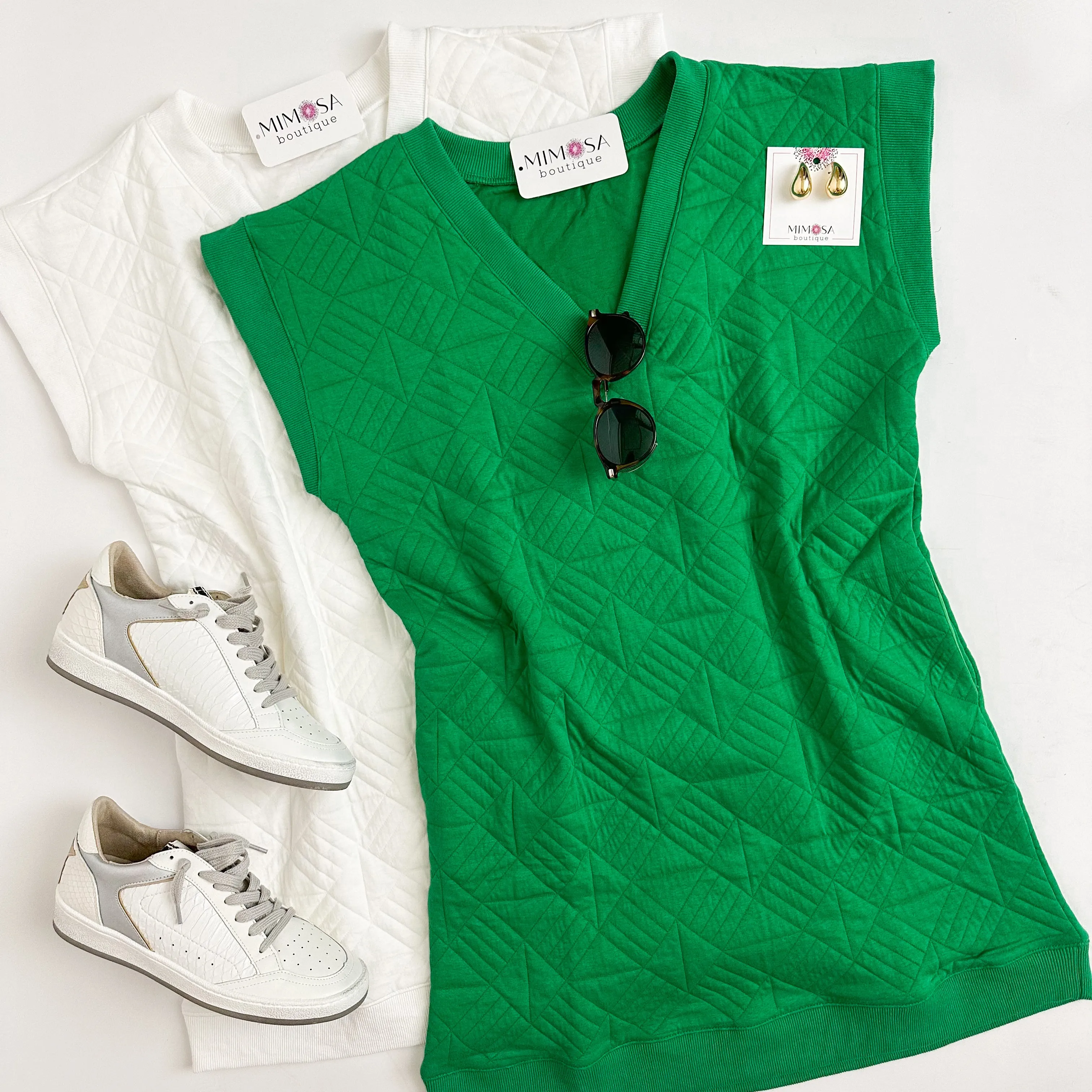 Diamond Quilted Vneck Dress sold by Mimosa