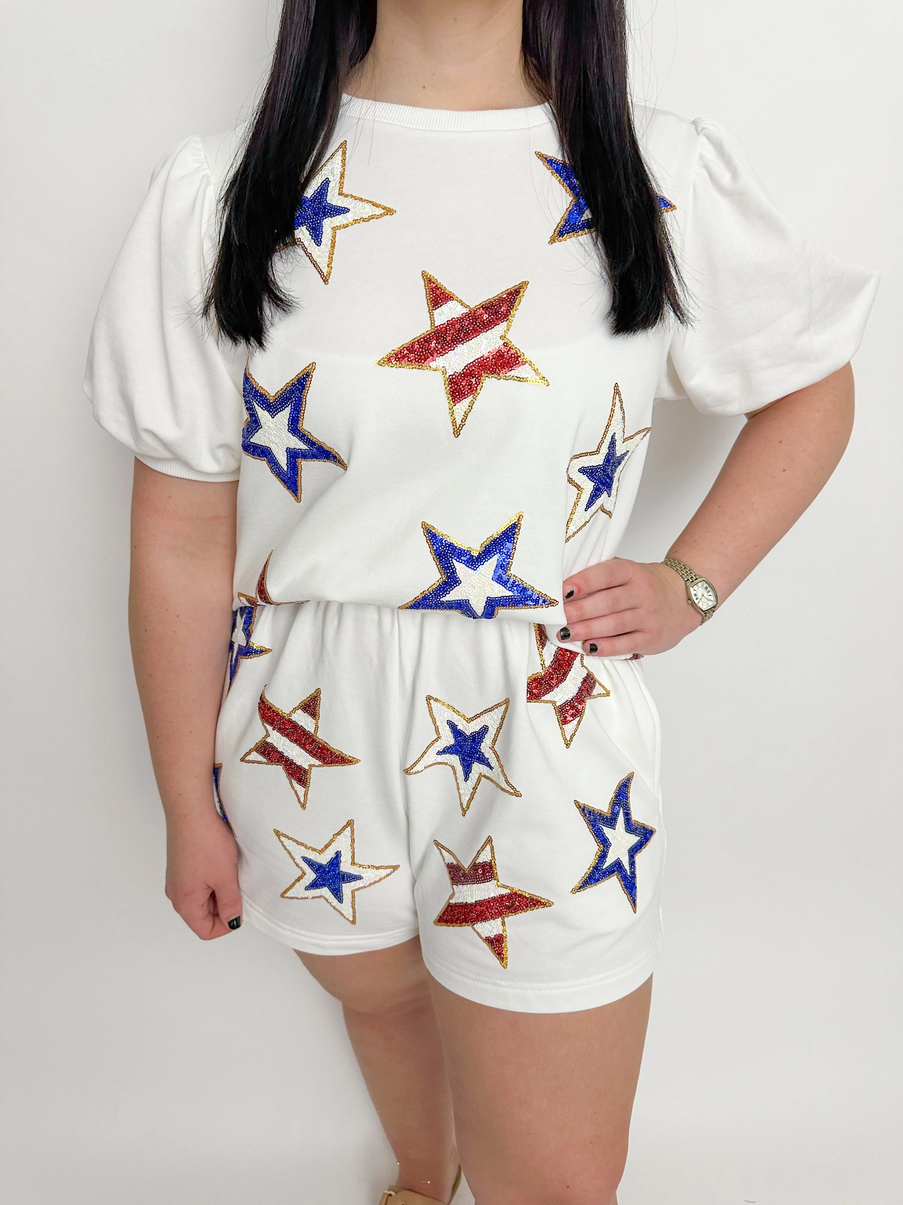 Star Spangled Puff Sleeve Top sold by Mimosa product image thumbnail 4