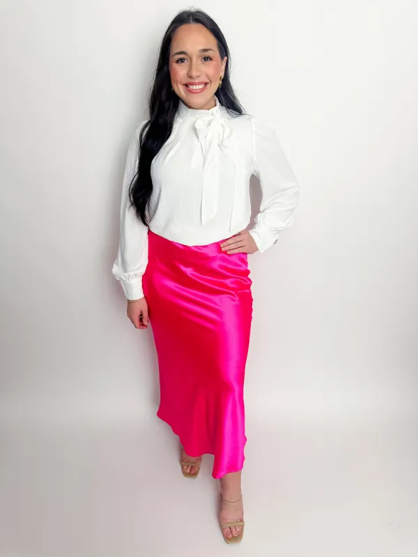 Guest List Satin Maxi Skirt sold by Mimosa