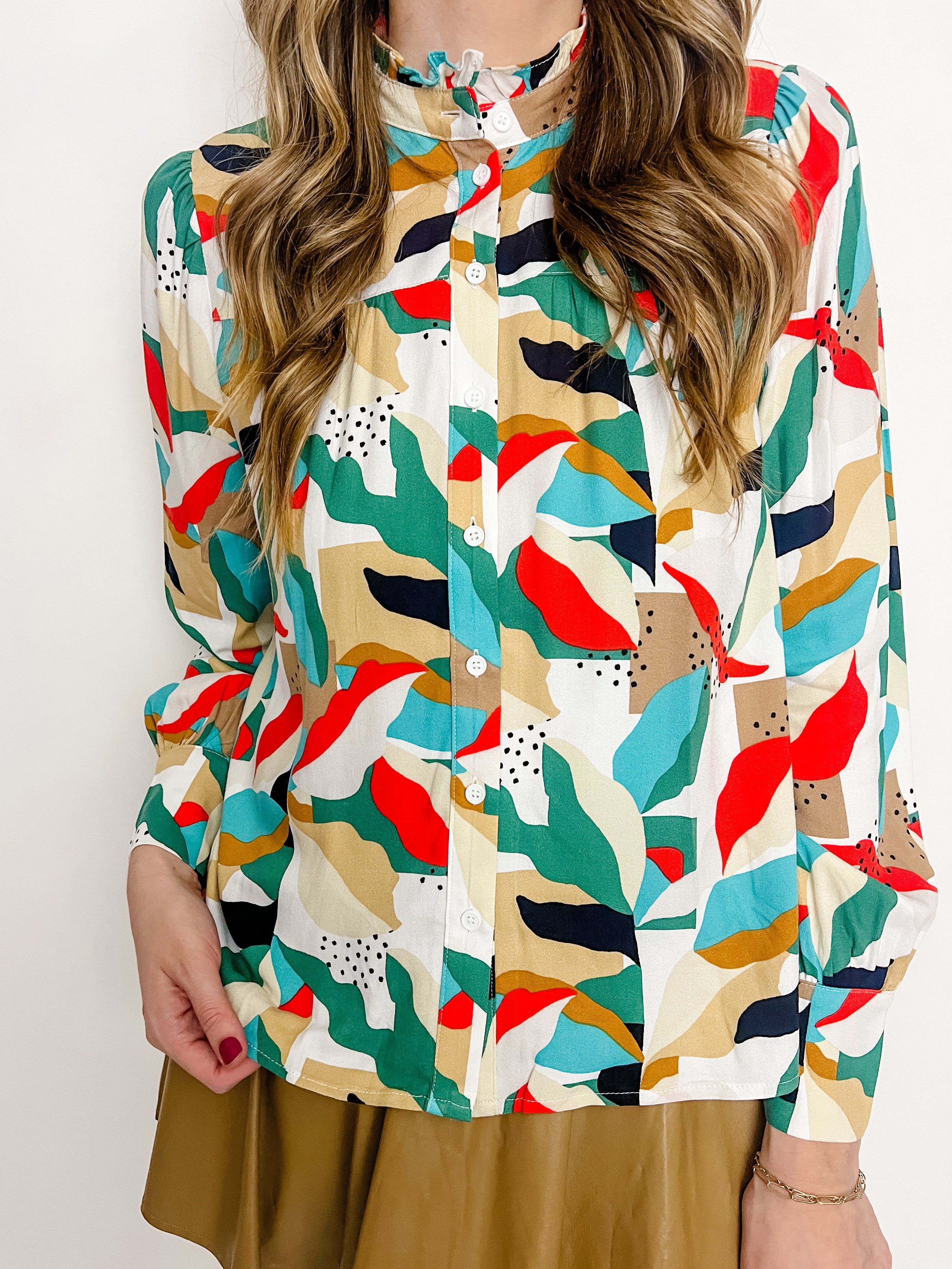 Abstract Garden Button Up Blouse sold by Mimosa product image thumbnail 2