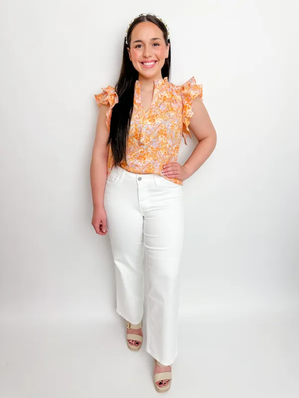 Sunrise Floral Ruffle Tank sold by Mimosa