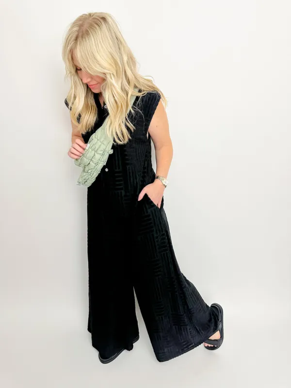 Beck Textured Wide Leg Jumpsuit sold by Mimosa