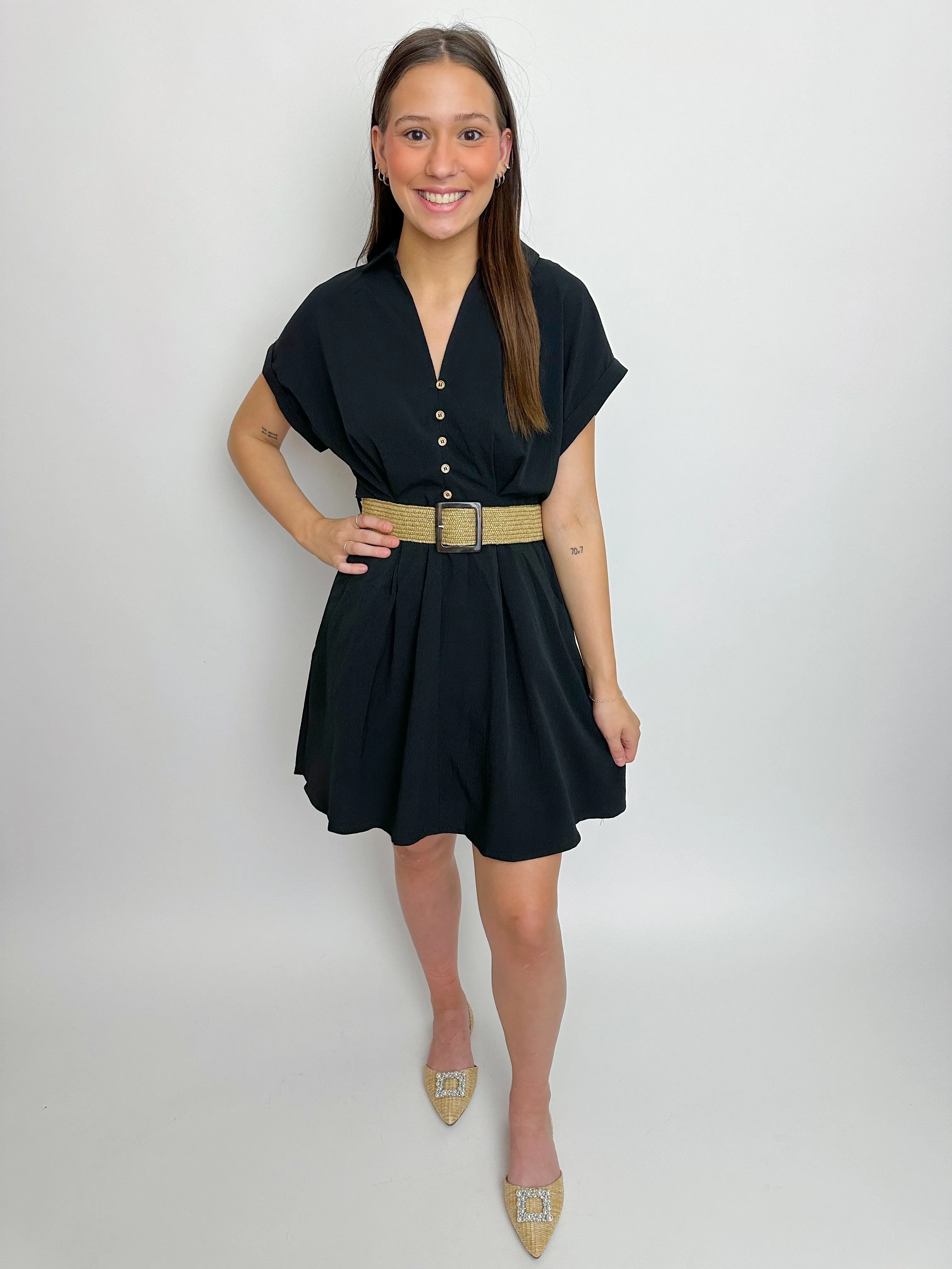 On A Stroll Belted Mini Dress sold by Mimosa