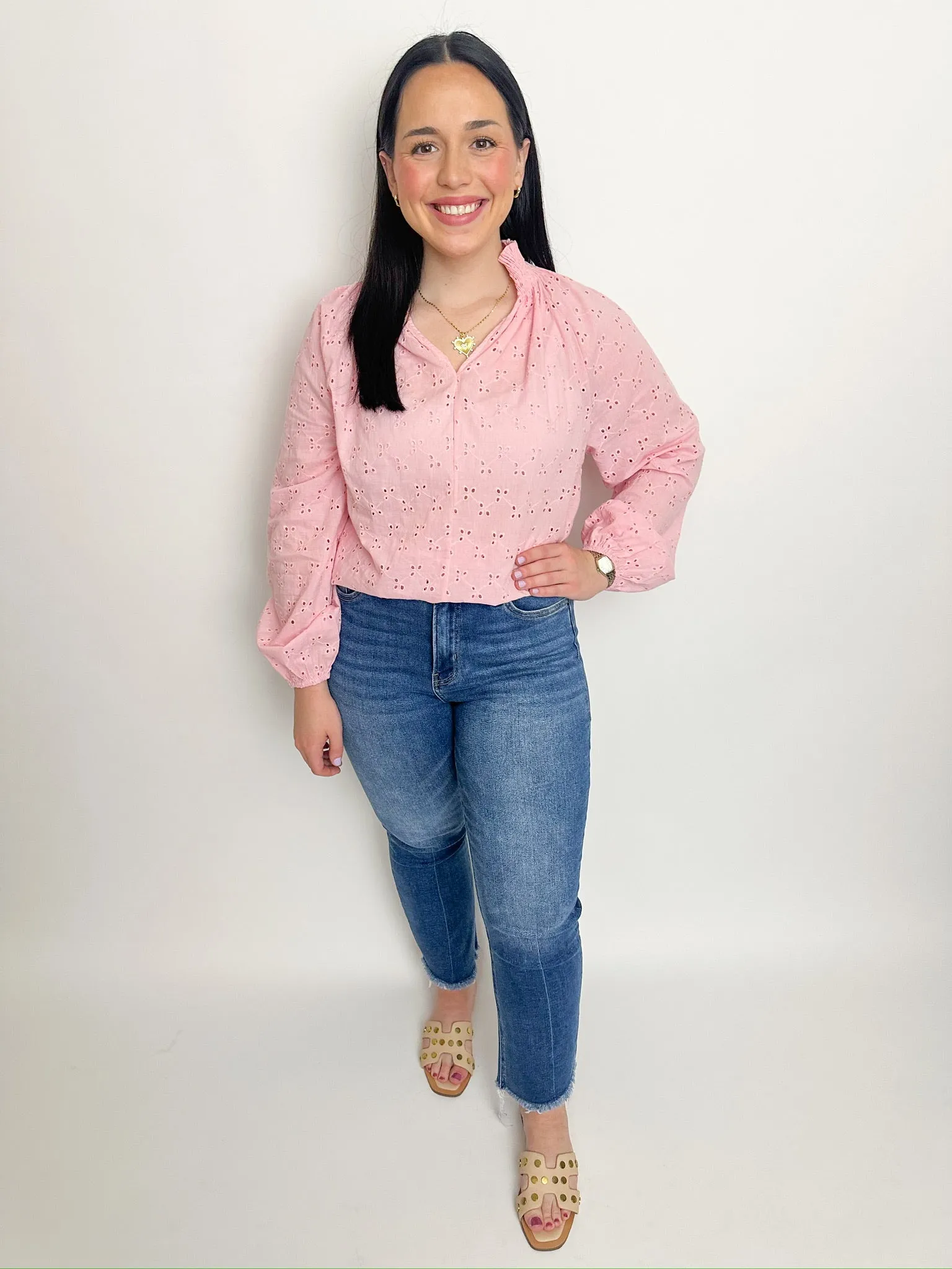 Mary Elise Eyelet Long Sleeve Blouse sold by Mimosa product image thumbnail 3