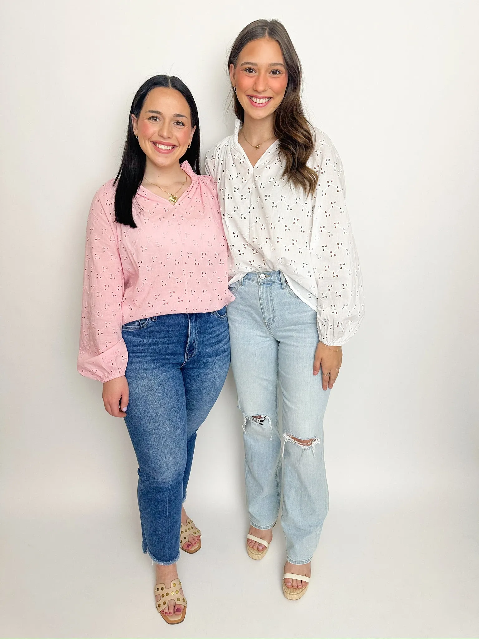 Mary Elise Eyelet Long Sleeve Blouse sold by Mimosa