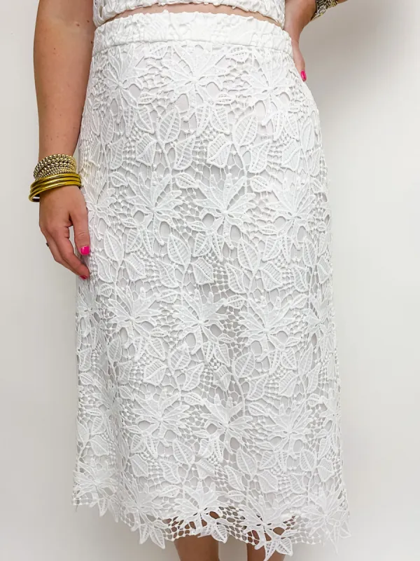 Raye Lace Midi Skirt sold by Mimosa