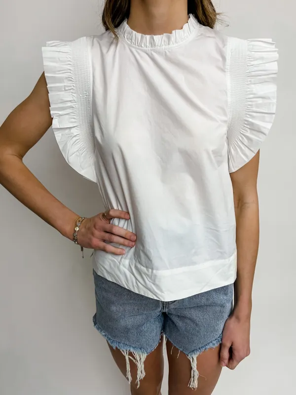 Pleat Sleeve Woven Blouse sold by Mimosa