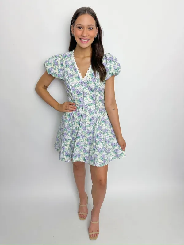 Rosette Puff Sleeve Mini Dress sold by Mimosa