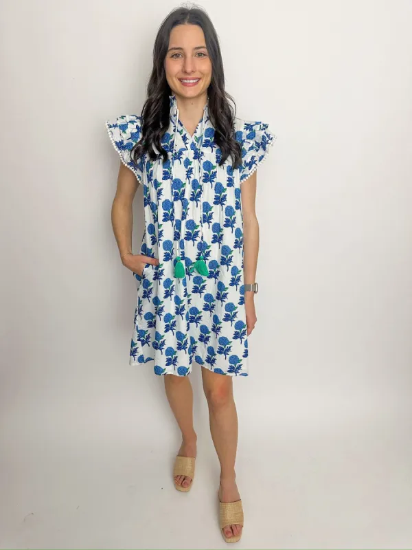 Hydrangea Dreams Flutter Sleeve Dress sold by Mimosa