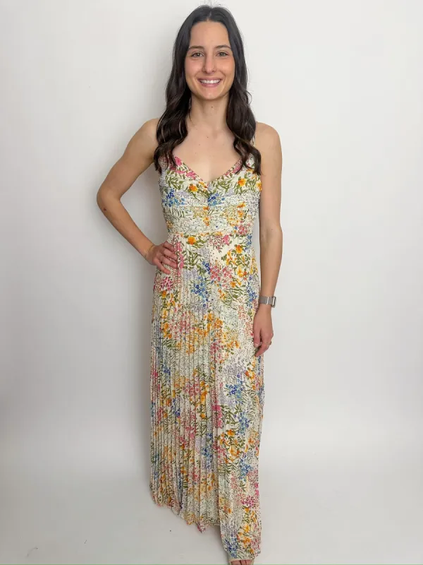 Rose Pleated Floral Midi Dress sold by Mimosa