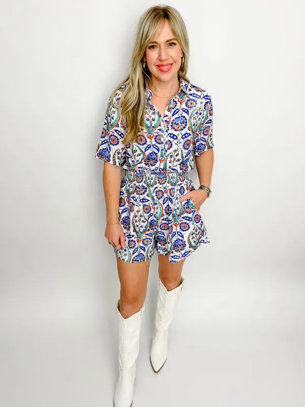 Christine Button Up Romper sold by Mimosa