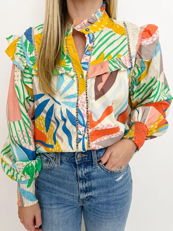 Trina Ruffle Neck Blouse sold by Mimosa